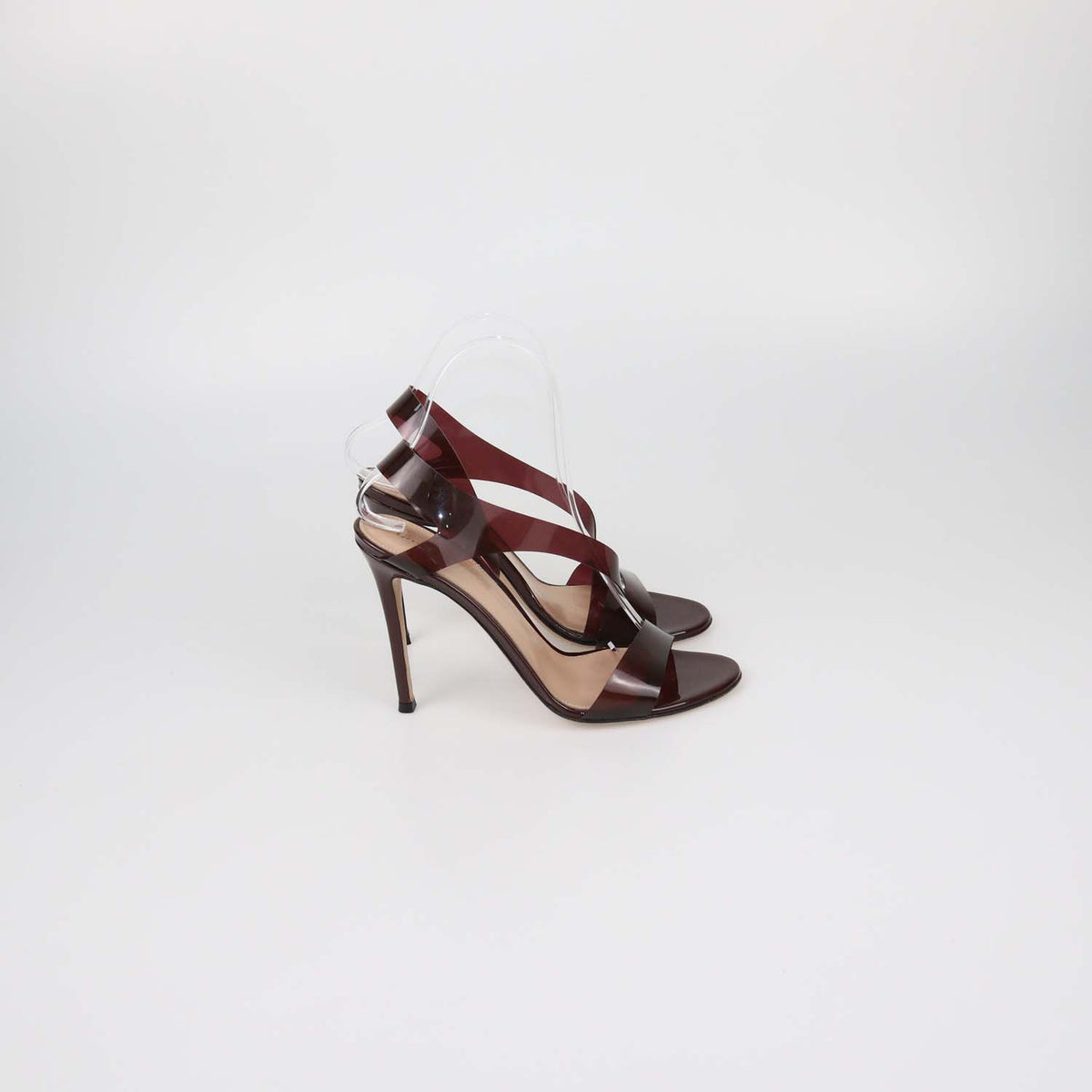 Gianvito Rossi Burgundy PVC Metropolis Slingback Sandals