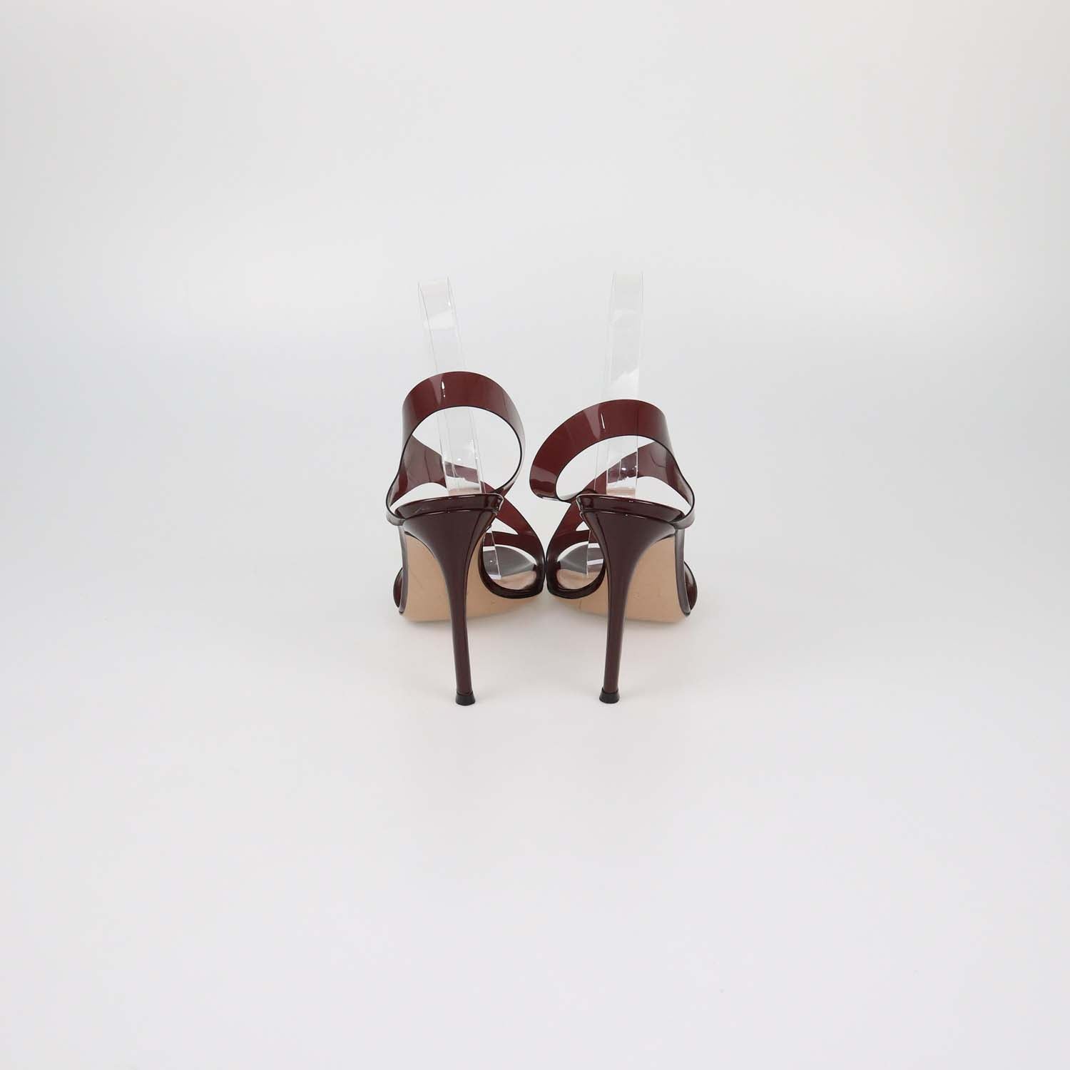 Gianvito Rossi Burgundy PVC Metropolis Slingback Sandals