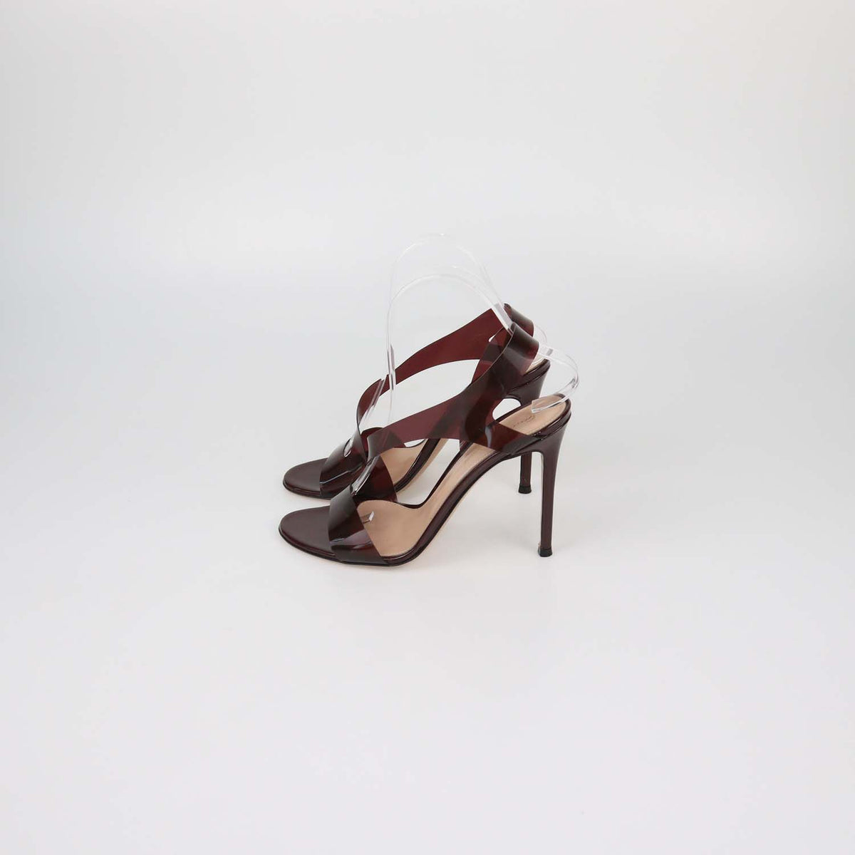 Gianvito Rossi Burgundy PVC Metropolis Slingback Sandals
