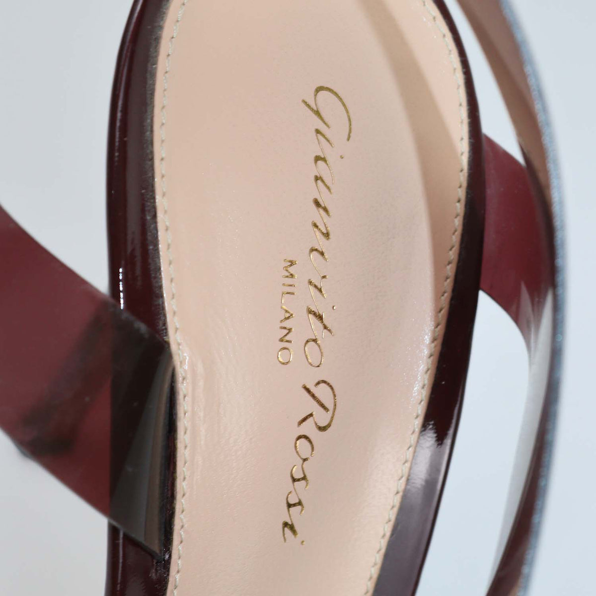 Gianvito Rossi Burgundy PVC Metropolis Slingback Sandals