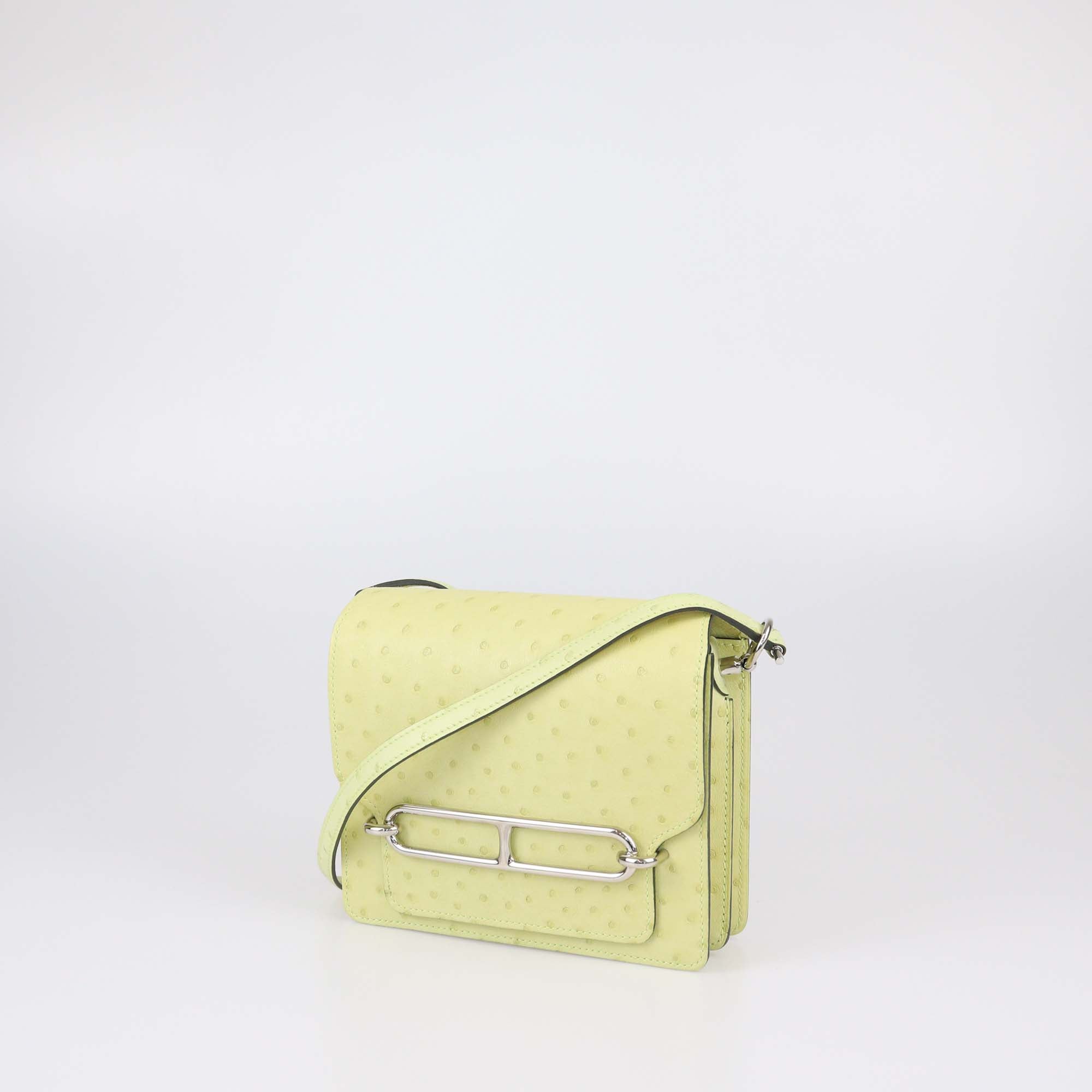 Hermes Jaune Bourgeon Ostrich Mini Roulis Bag