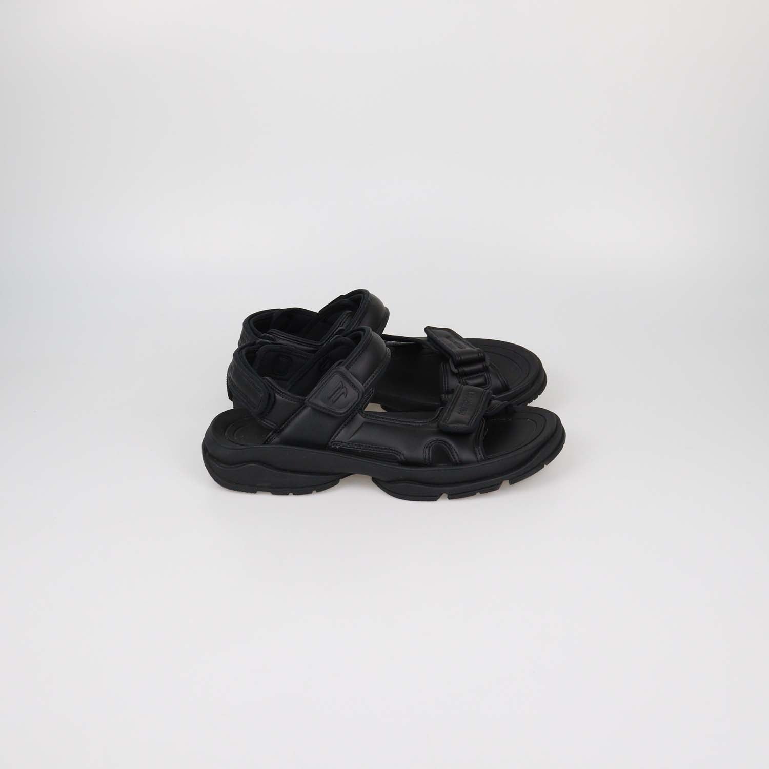 Balenciaga Black Faux Leather Tourist Sandals