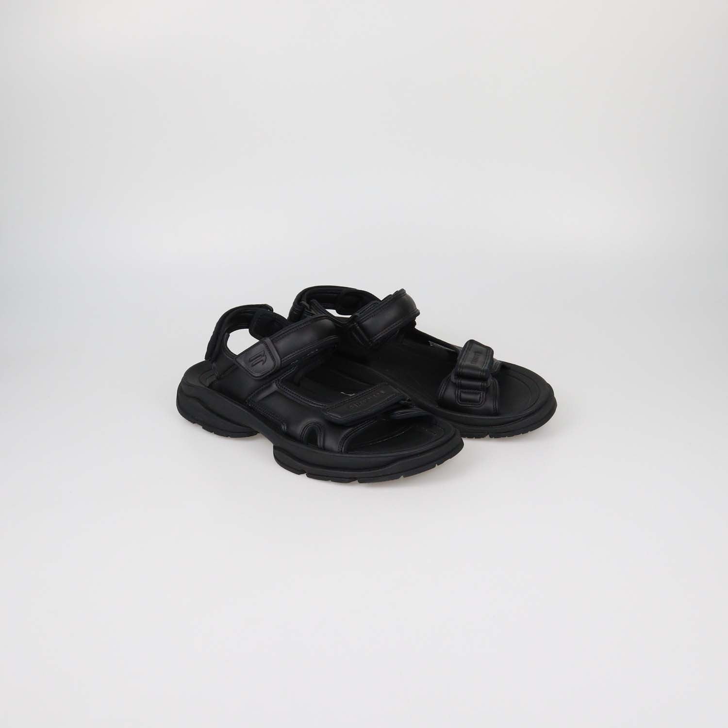 Balenciaga Black Faux Leather Tourist Sandals