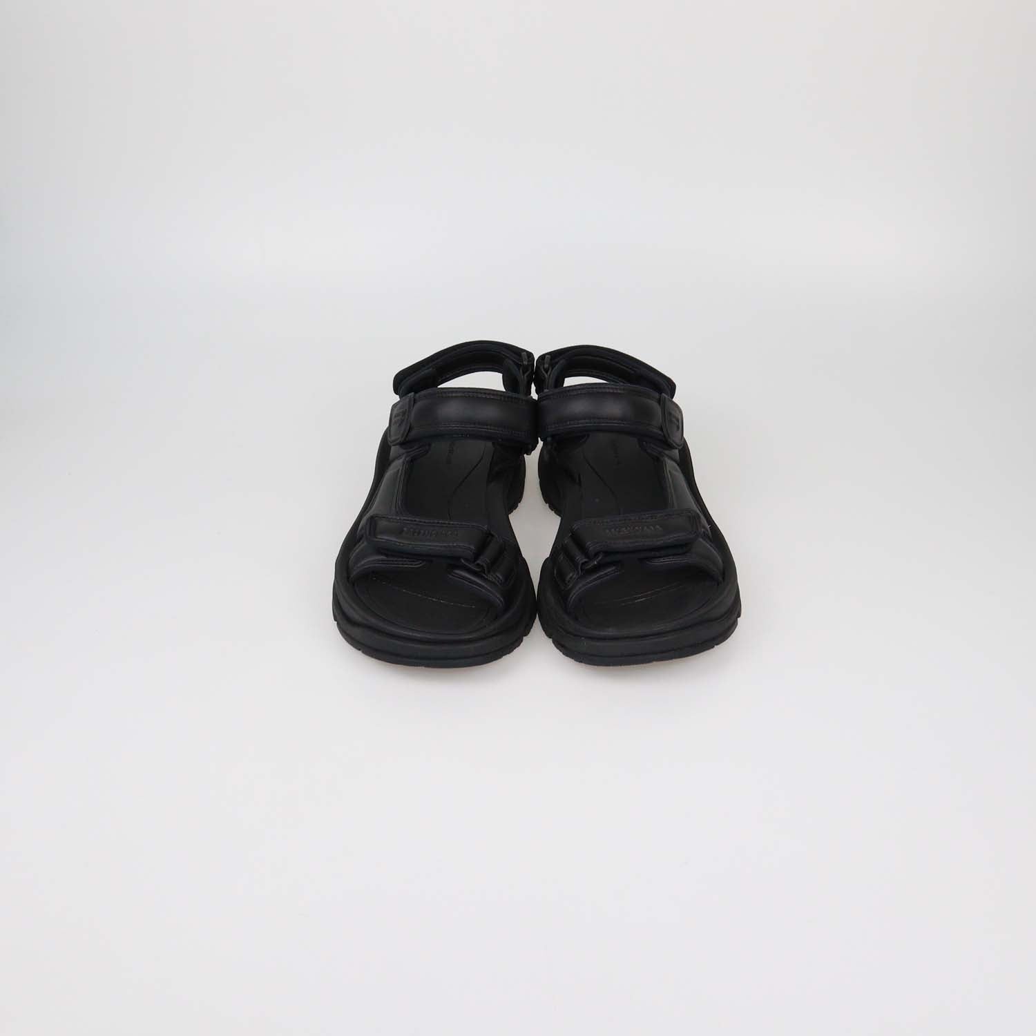 Balenciaga Black Faux Leather Tourist Sandals