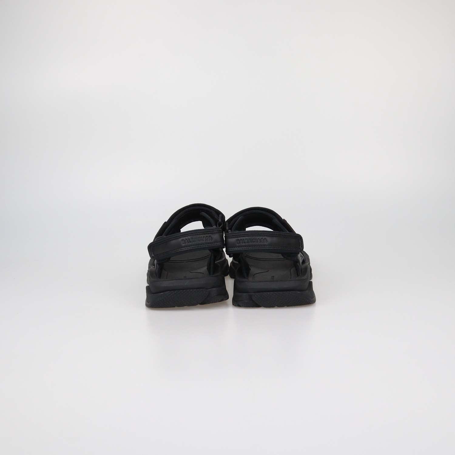Balenciaga Black Faux Leather Tourist Sandals