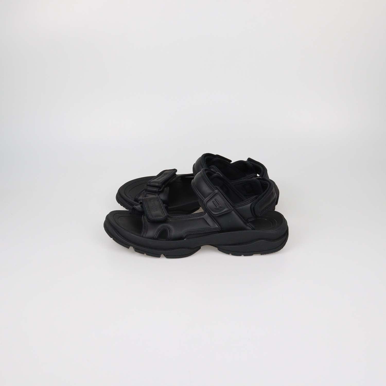 Balenciaga Black Faux Leather Tourist Sandals