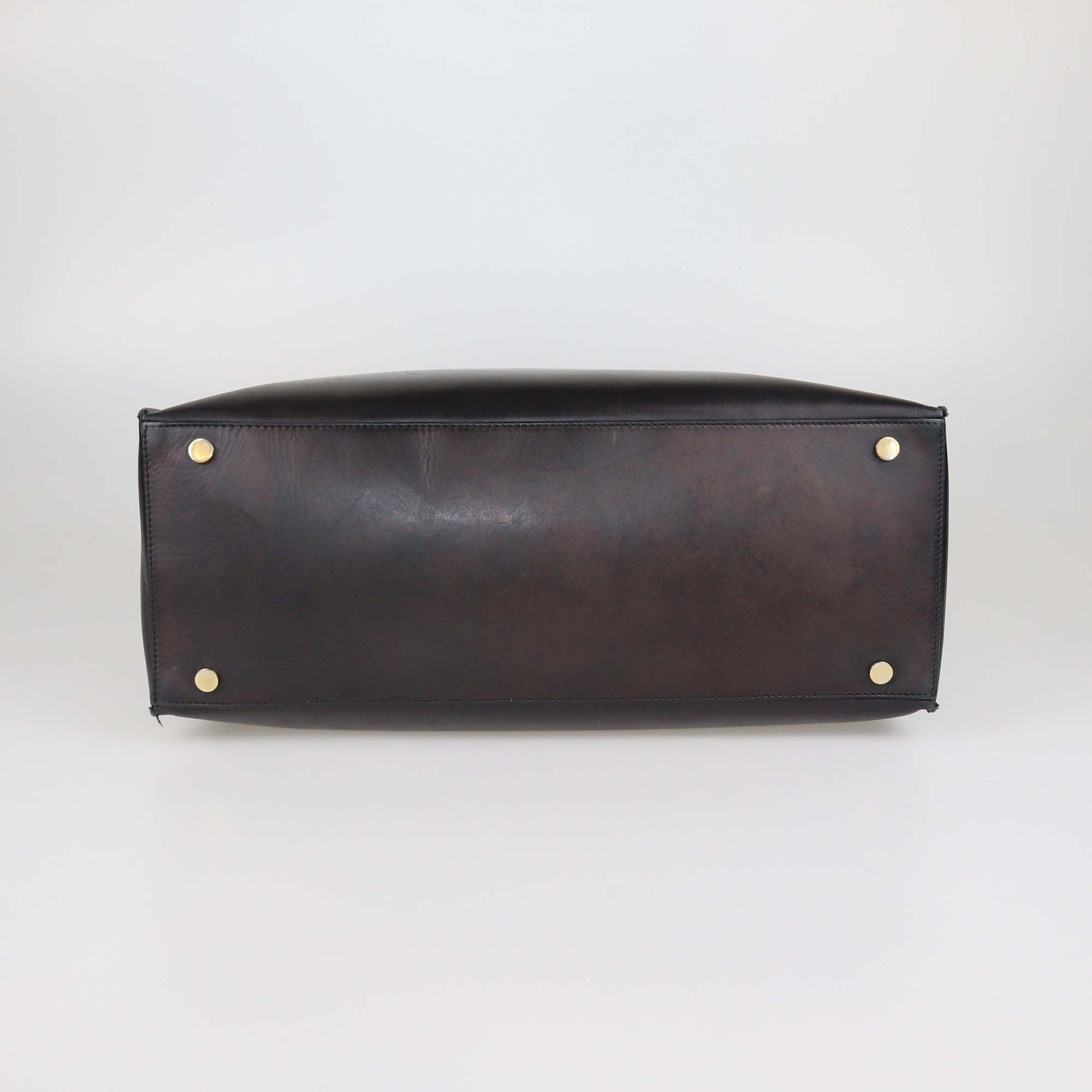 Balenciaga Black/Cream Leather & Snakeskin Padlock Tote