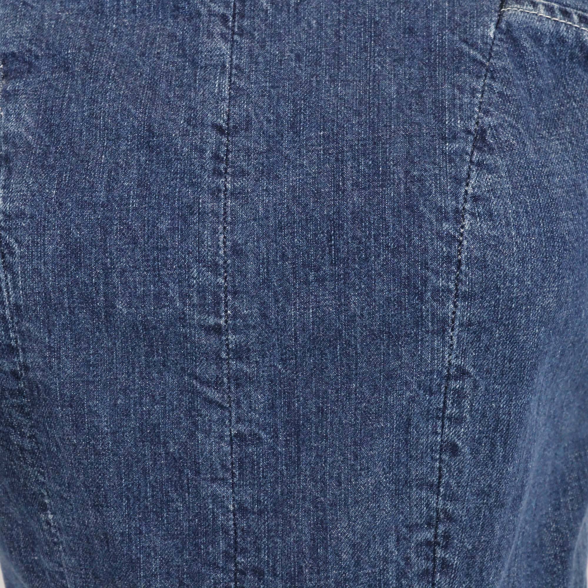 Chloe Blue Short Sleeve Crew Neck A Line Dress Womens Chloe