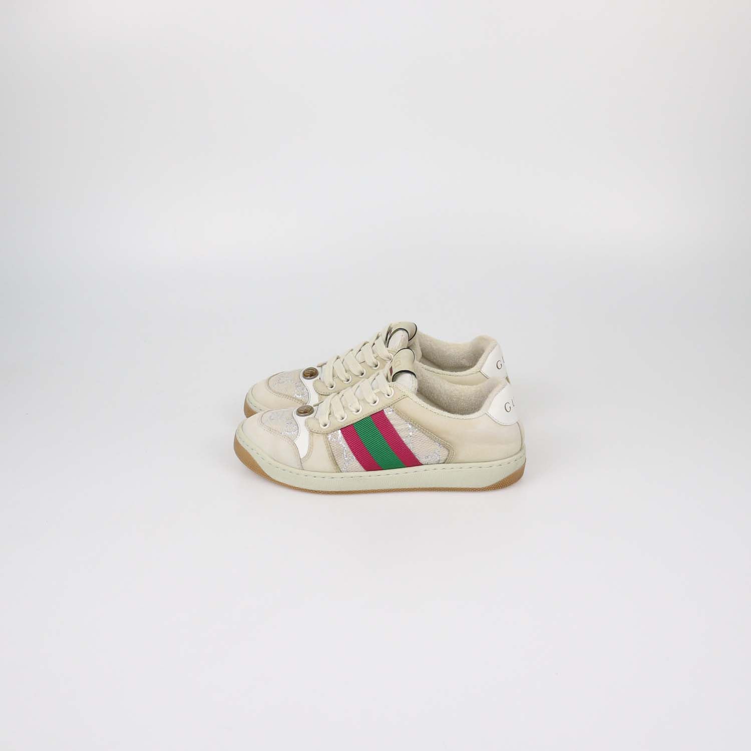 Gucci Beige Suede and Canvas Screener Sneakers