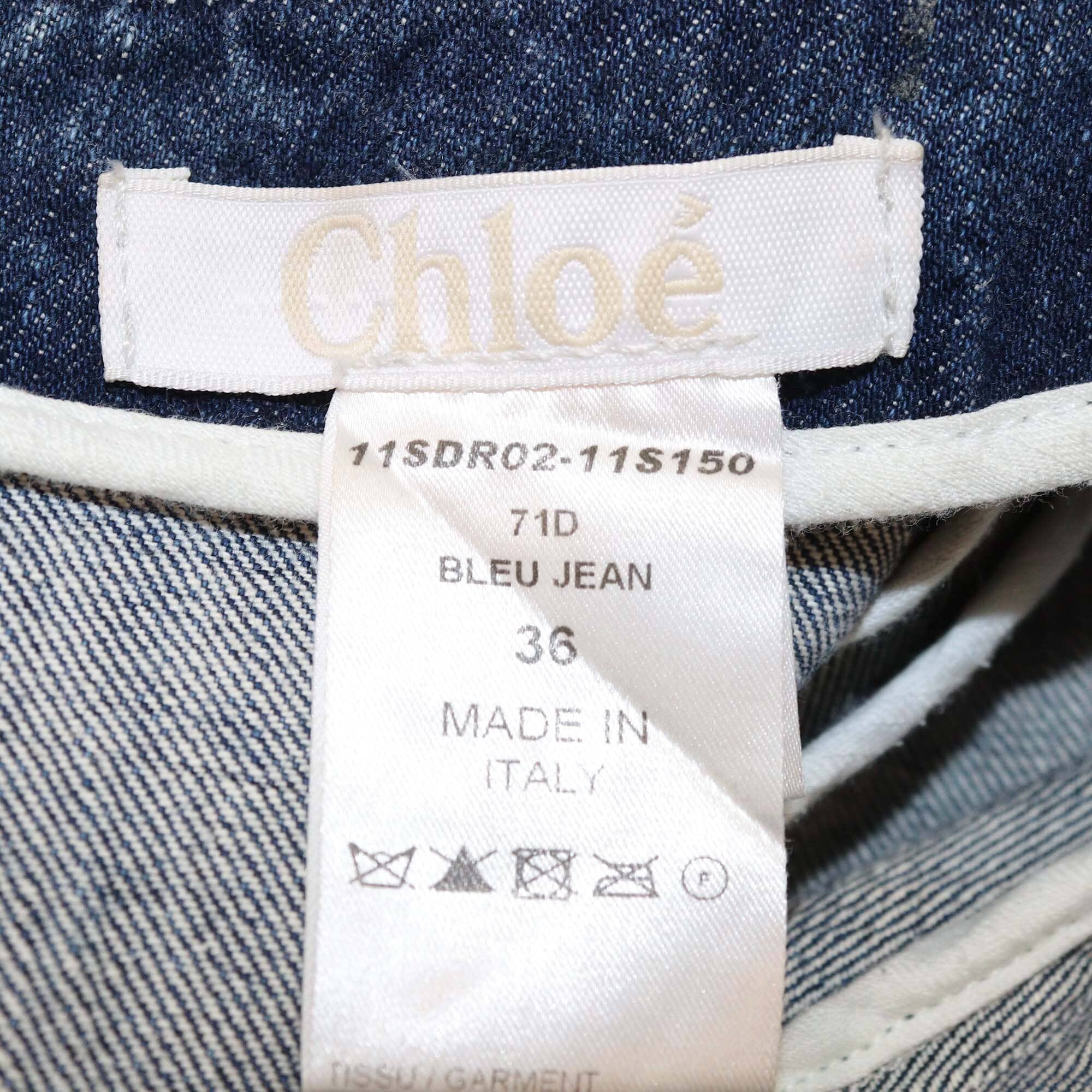 Chloe Blue Short Sleeve Crew Neck A Line Dress Womens Chloe