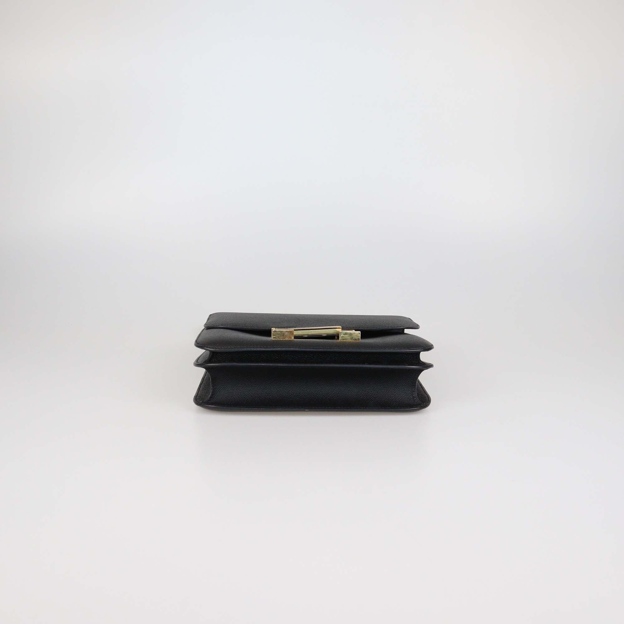 Hermes Black Epsom Leather Gold Hardware Constance 24 Bag
