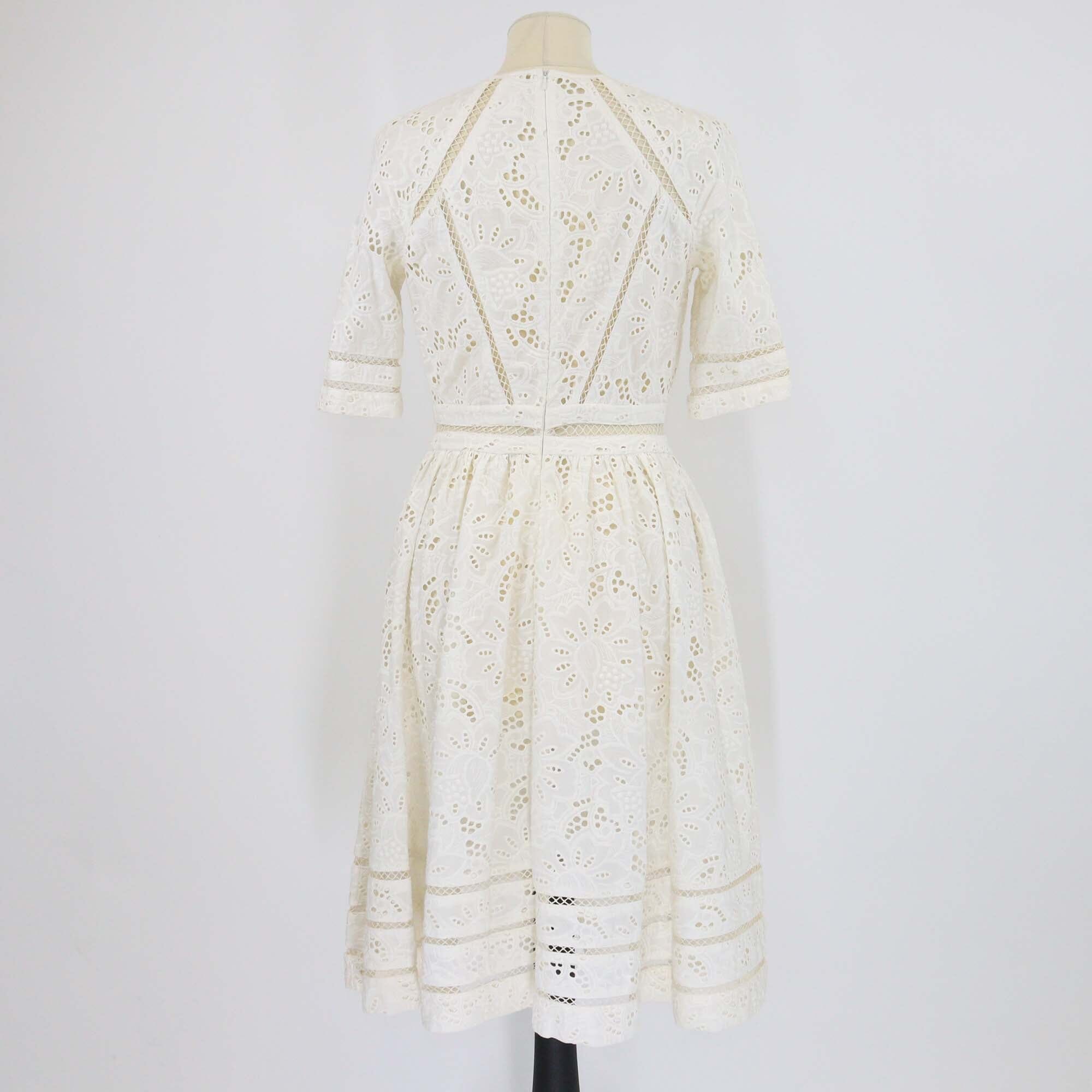 Zimmermann Off White Roza Eyelet Broderie Short Sleeve Midi Dress Womens Zimmermann