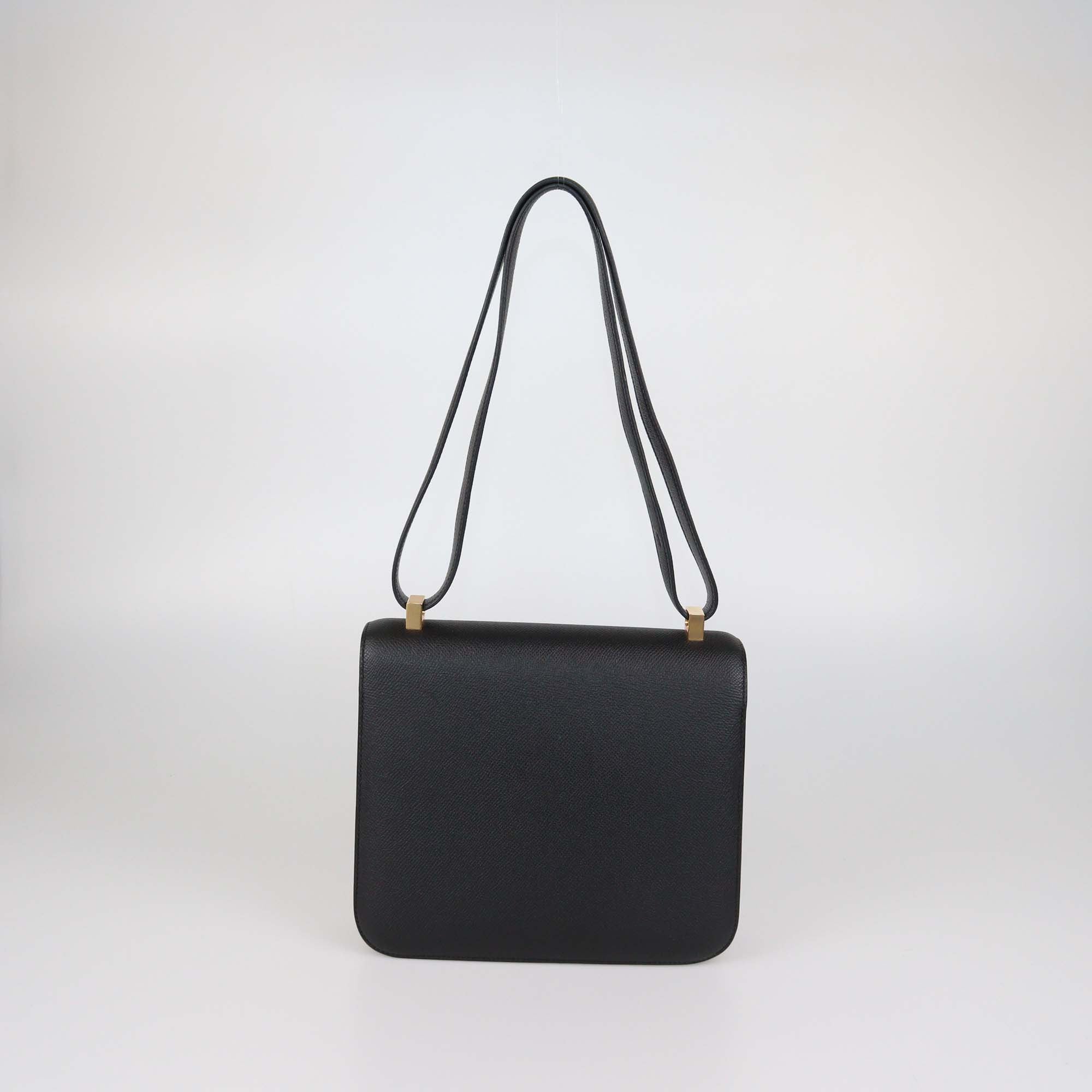 Hermes Black Epsom Leather Gold Hardware Constance 24 Bag