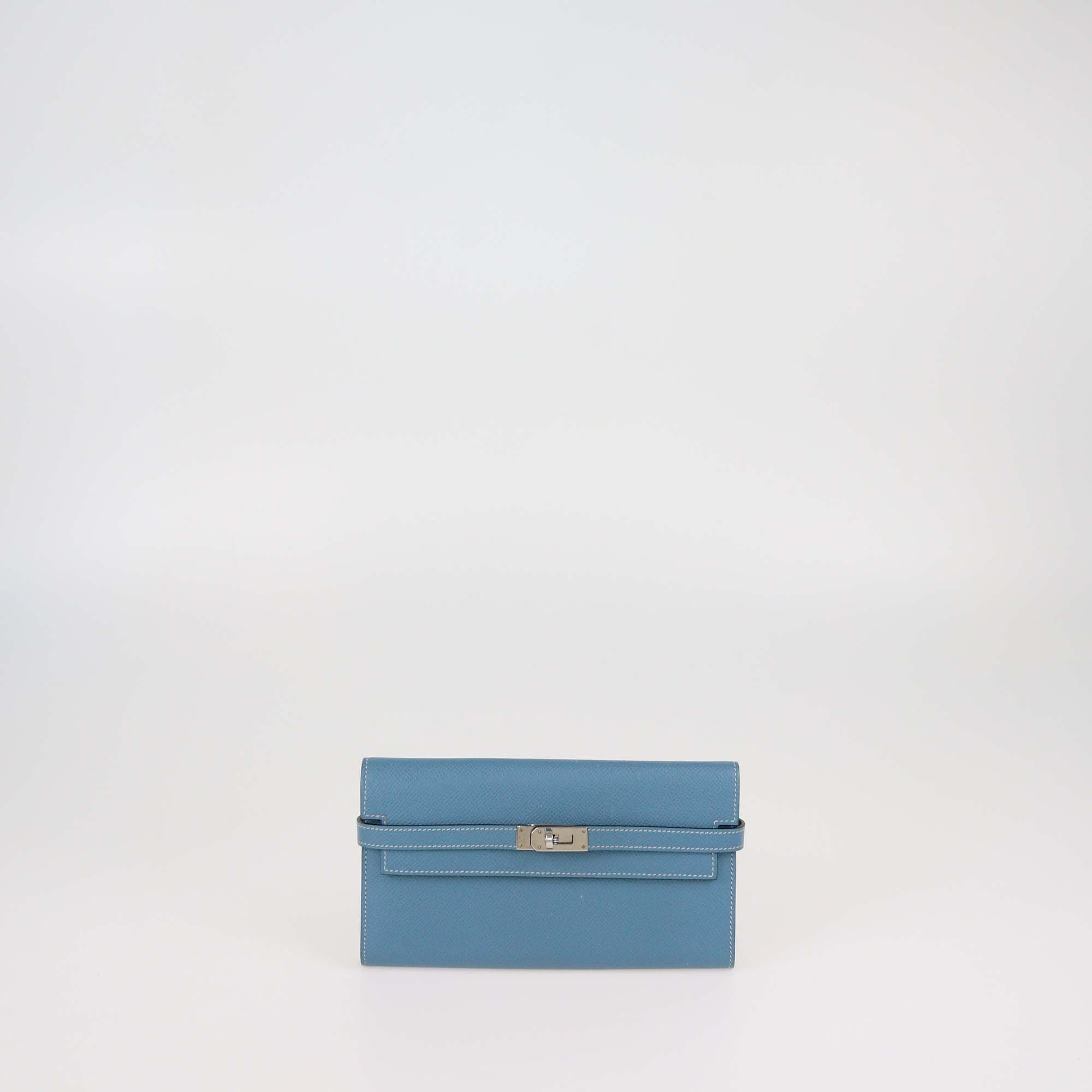 Hermes Blue Jean Epsom Leather Kelly Classic Wallet