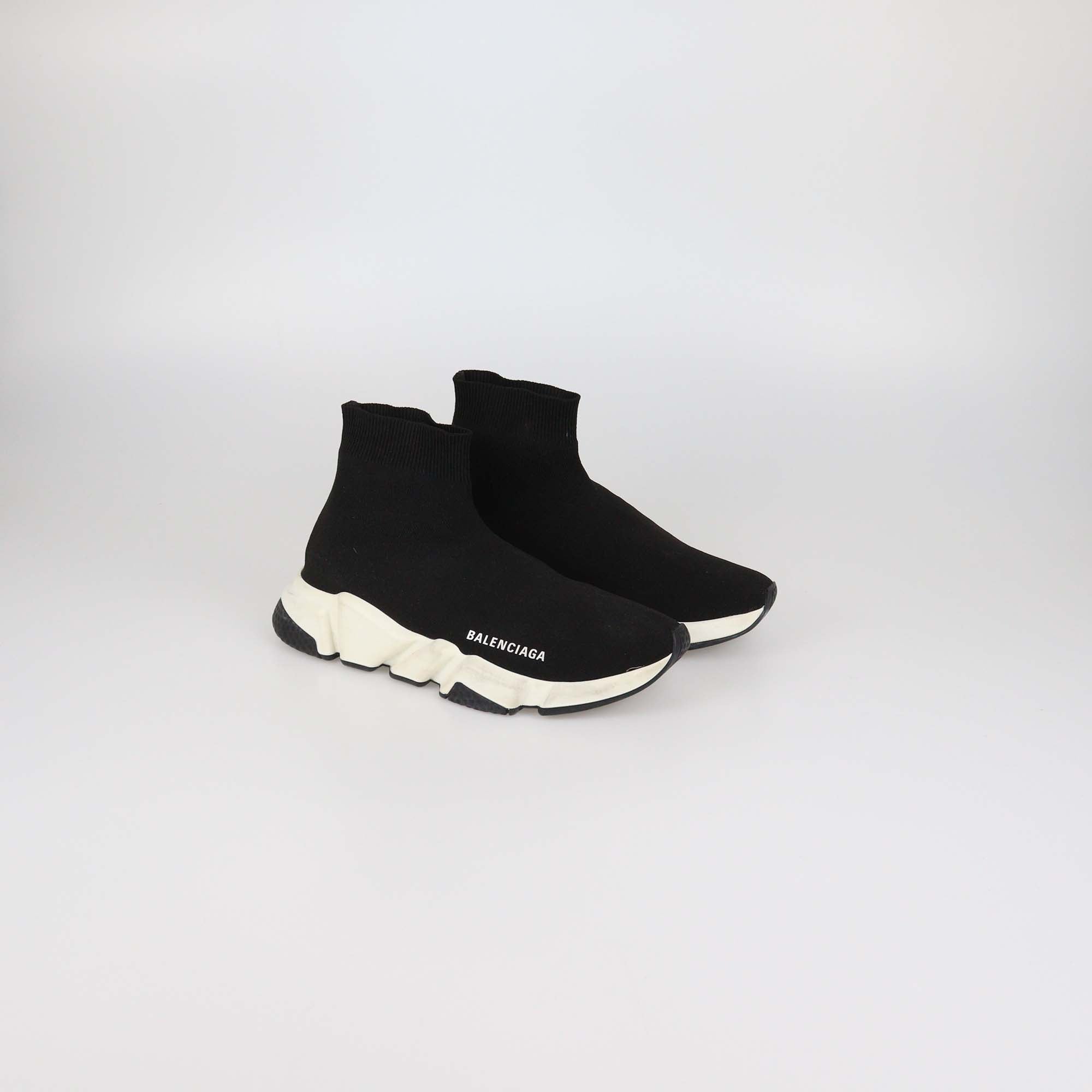 Balenciaga Black Knit Fabric Speed Trainer Sneakers