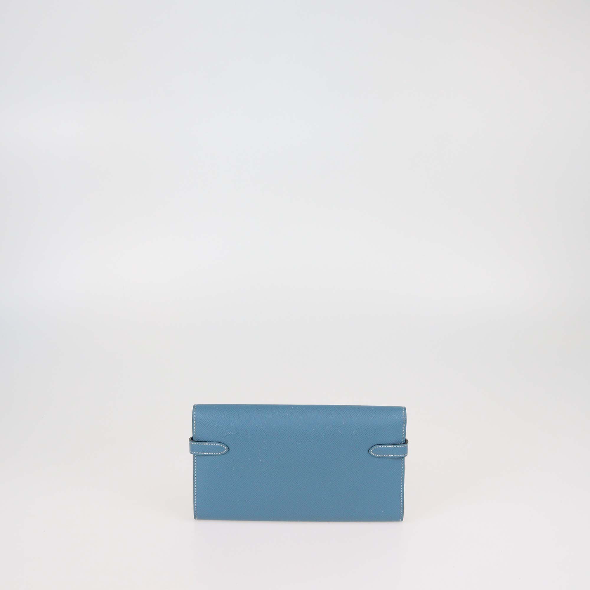 Hermes Blue Jean Epsom Leather Kelly Classic Wallet