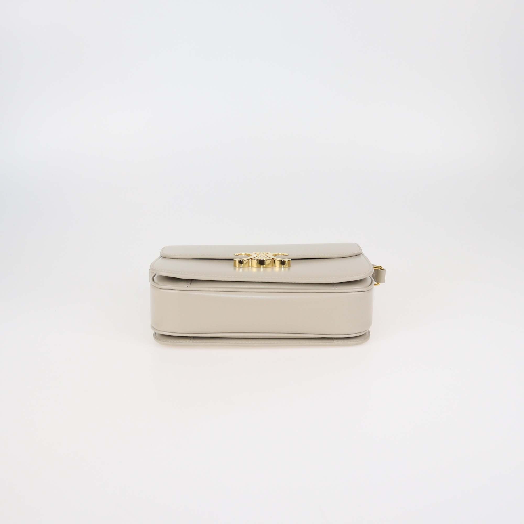 Celine Beige Leather Classique Triomphe Shoulder Bag