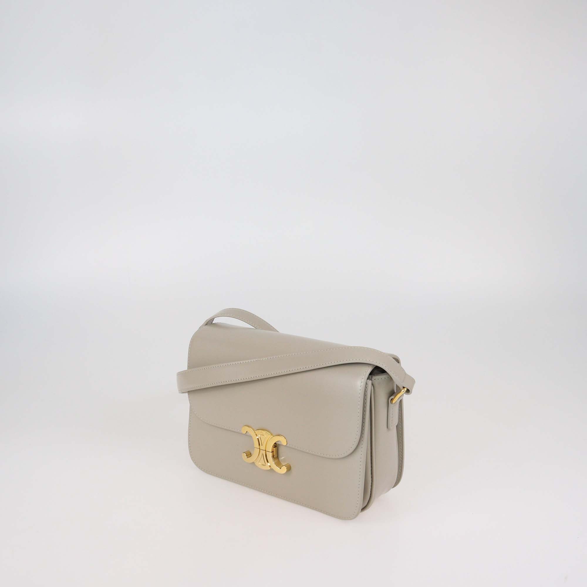 Celine Beige Leather Classique Triomphe Shoulder Bag