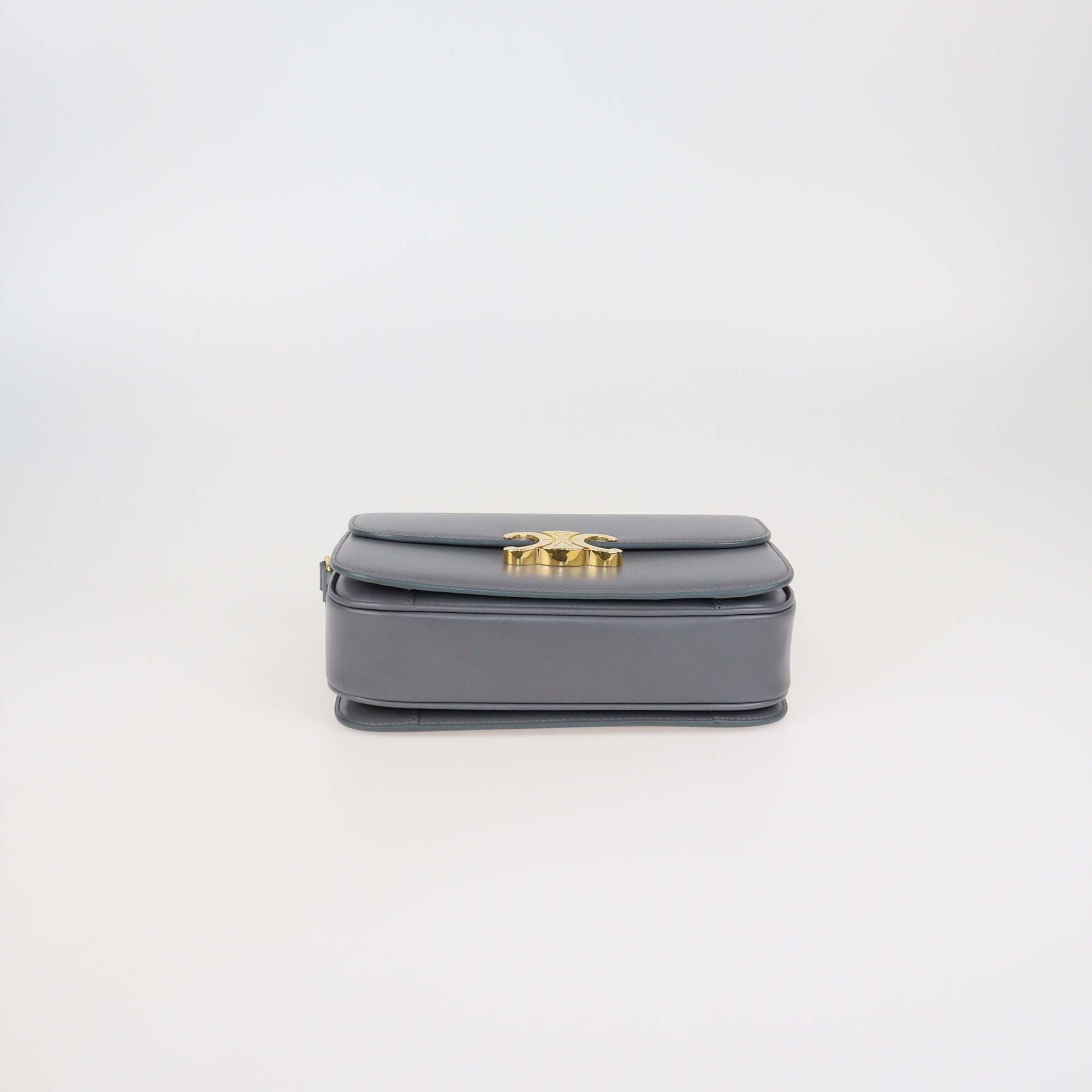 Celine Grey Leather Classique Triomphe Shoulder Bag