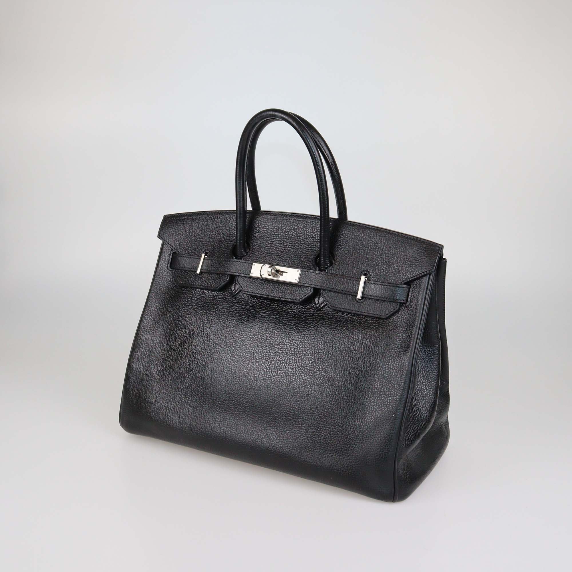 Hermes Black Togo Leather Palladium Hardware Birkin 35 Bag