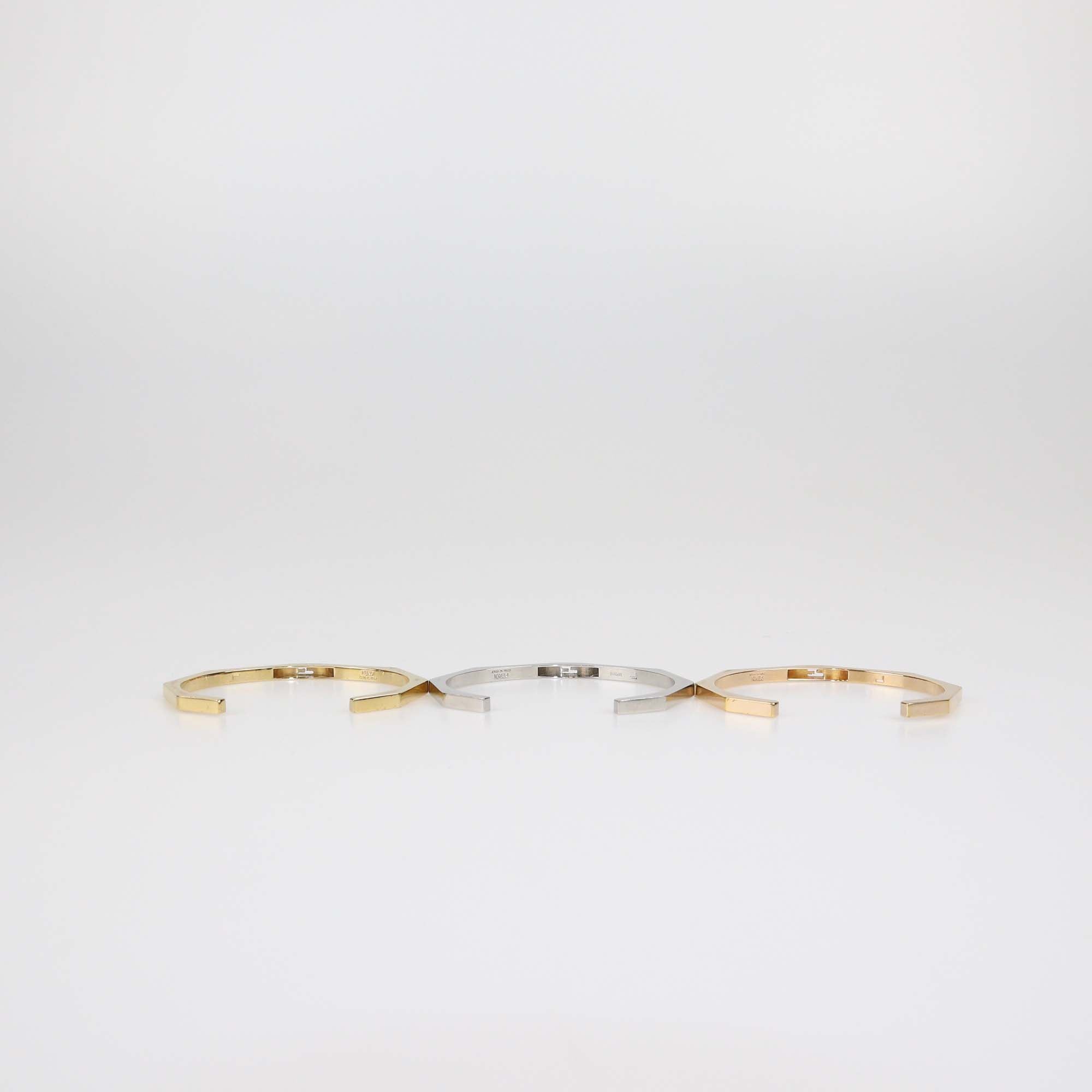 Fendi Tricolor Baguette Set of 3 Open Cuff Bracelet L