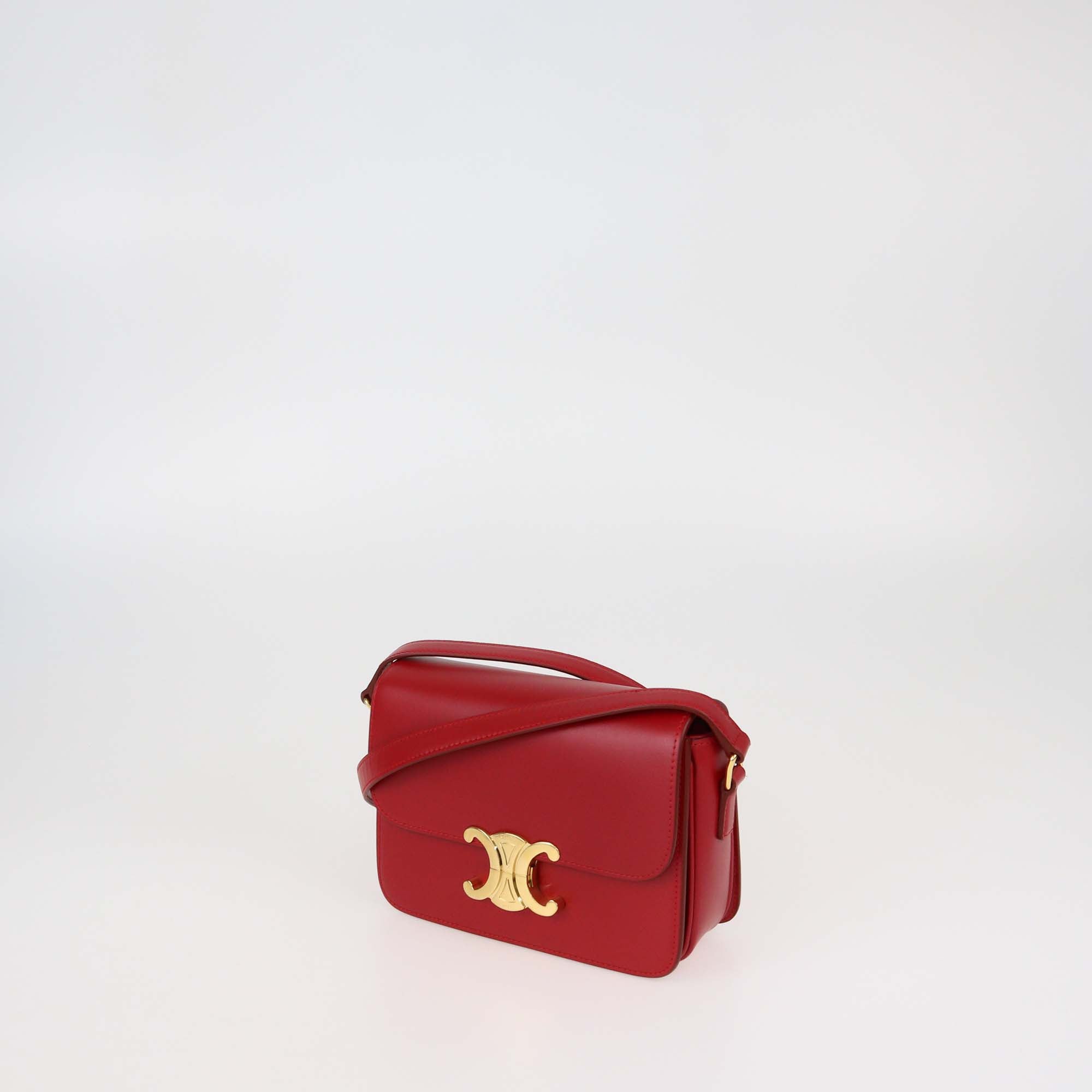 Celine Red Leather Teen Triomphe Shoulder Bag
