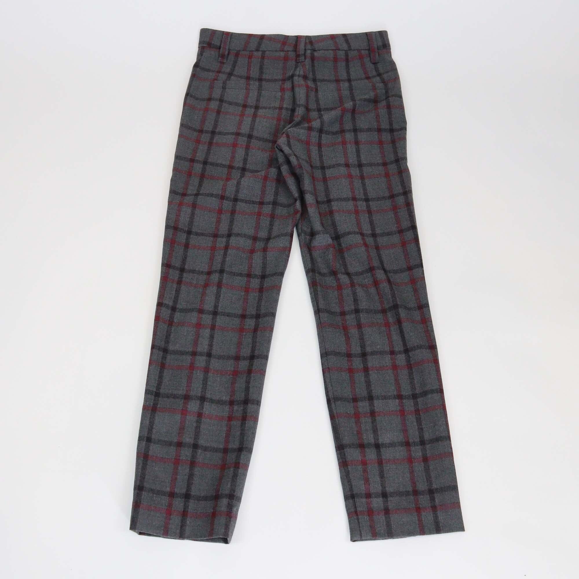 Brunello Cucinelli Dark Grey Checkered Straight Leg Pants Womens Brunello Cucinelli