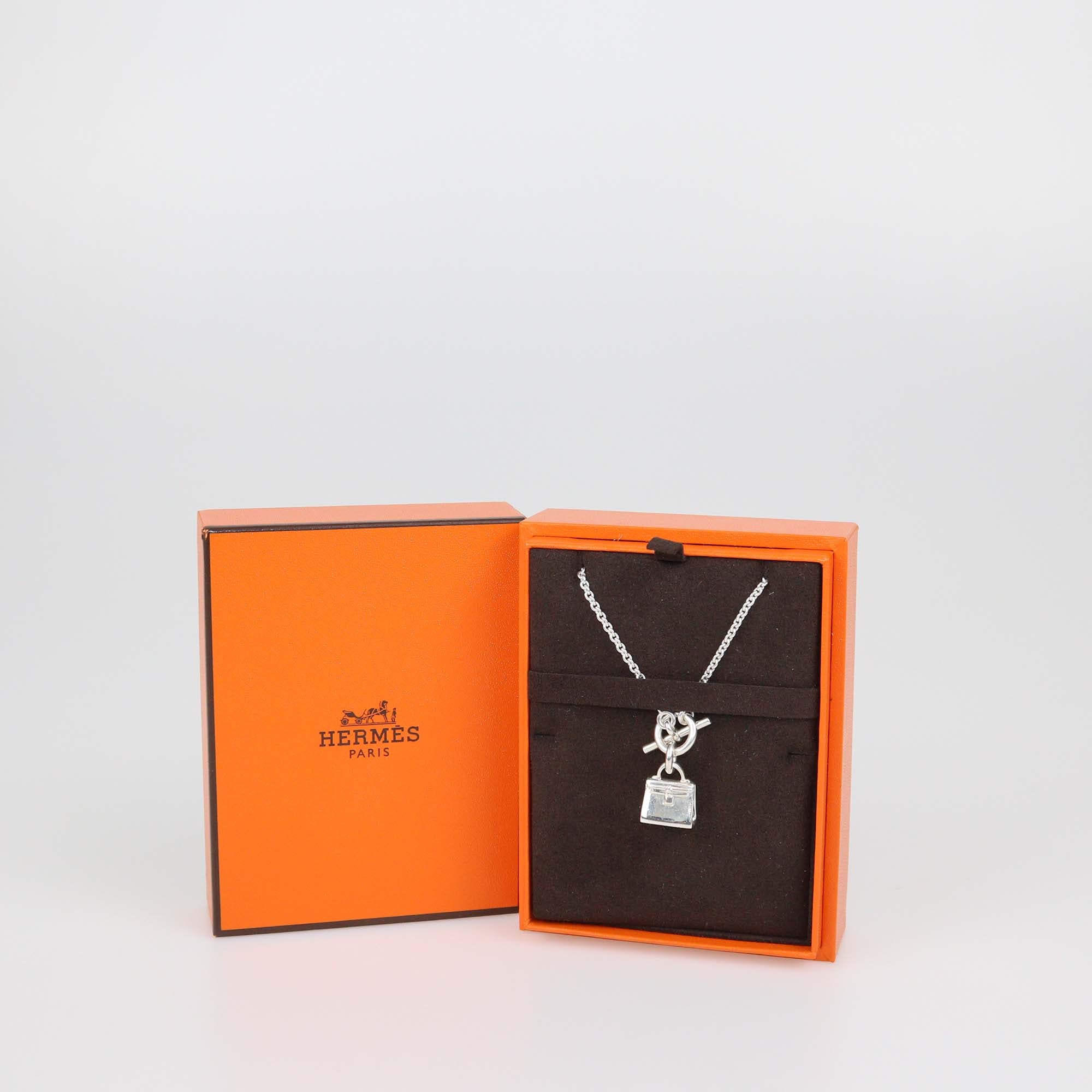 Hermes Sterling Silver Amulettes Kelly Pendant Necklace