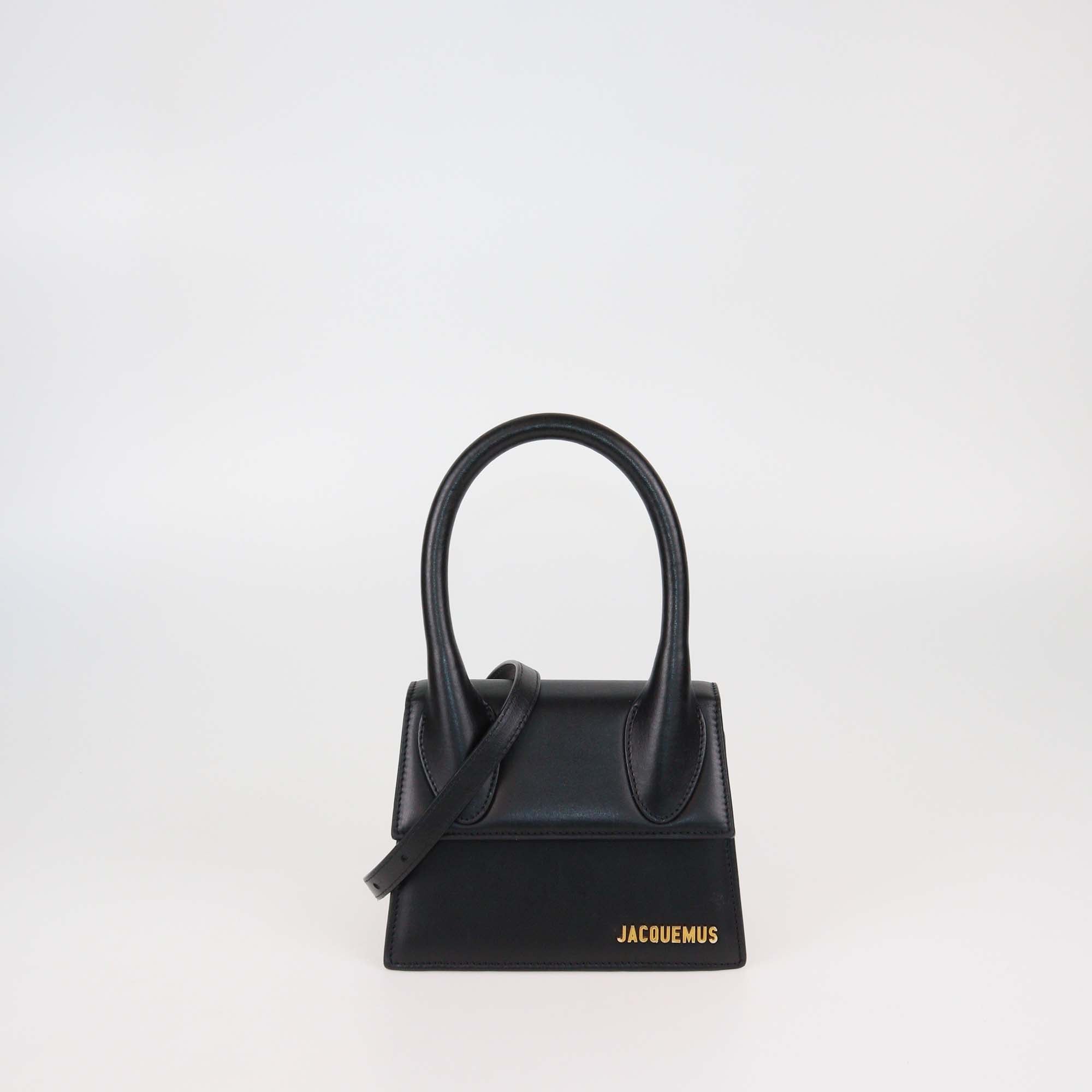 Jacquemus Black Leather Le Chiquito Moyen Top Handle Bag