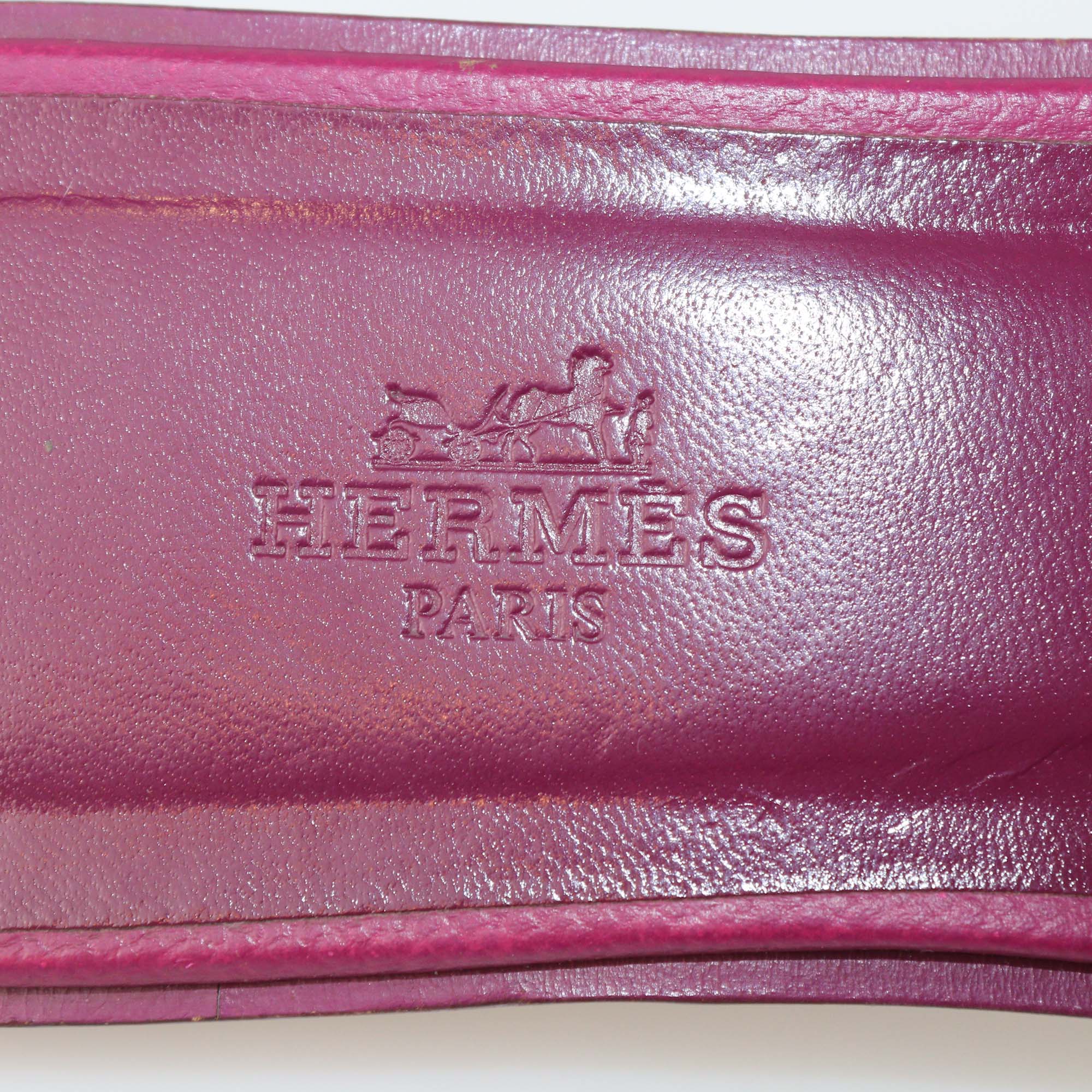 Hermes Pink Leather Oran Flat Slides