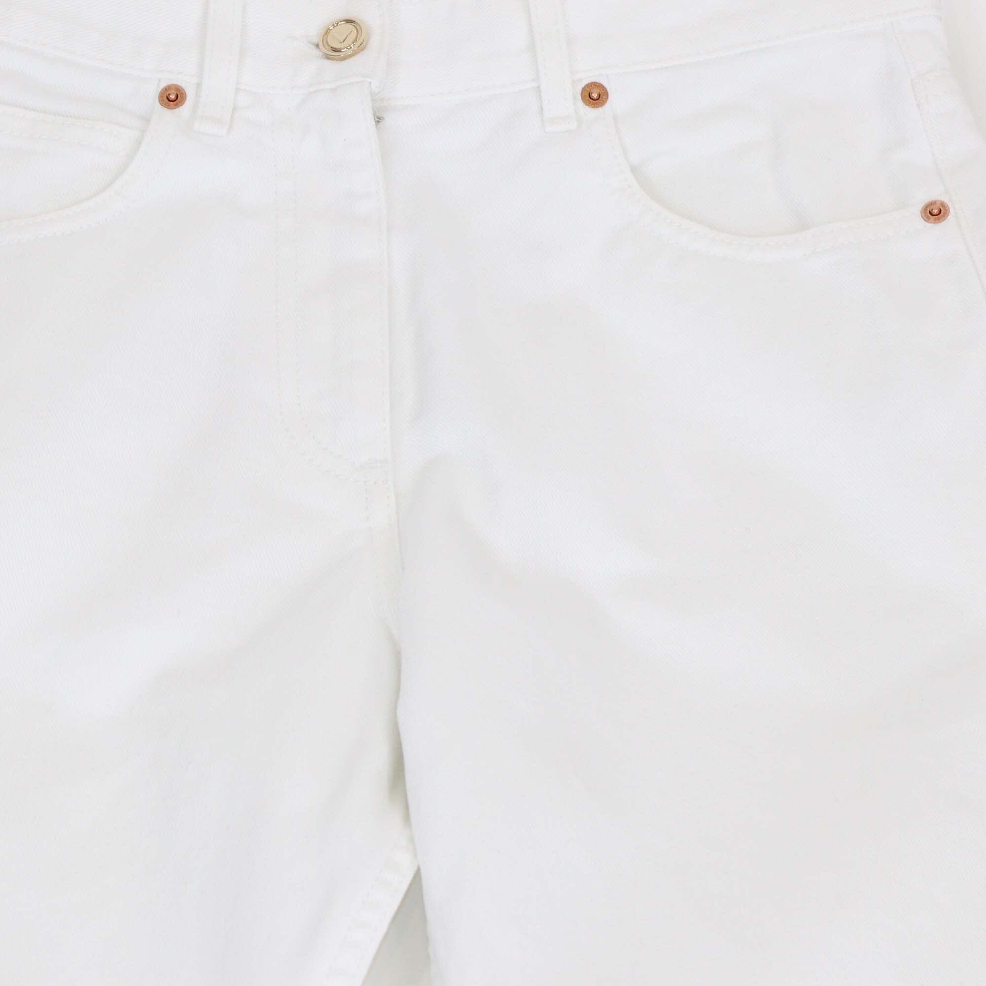 Valentino White V Pocket Logo Wide Leg Denim Pants Womens Valentino