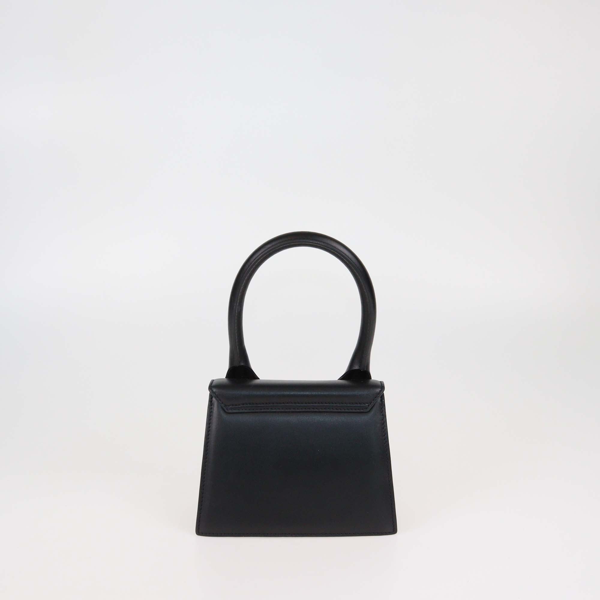 Jacquemus Black Leather Le Chiquito Moyen Top Handle Bag