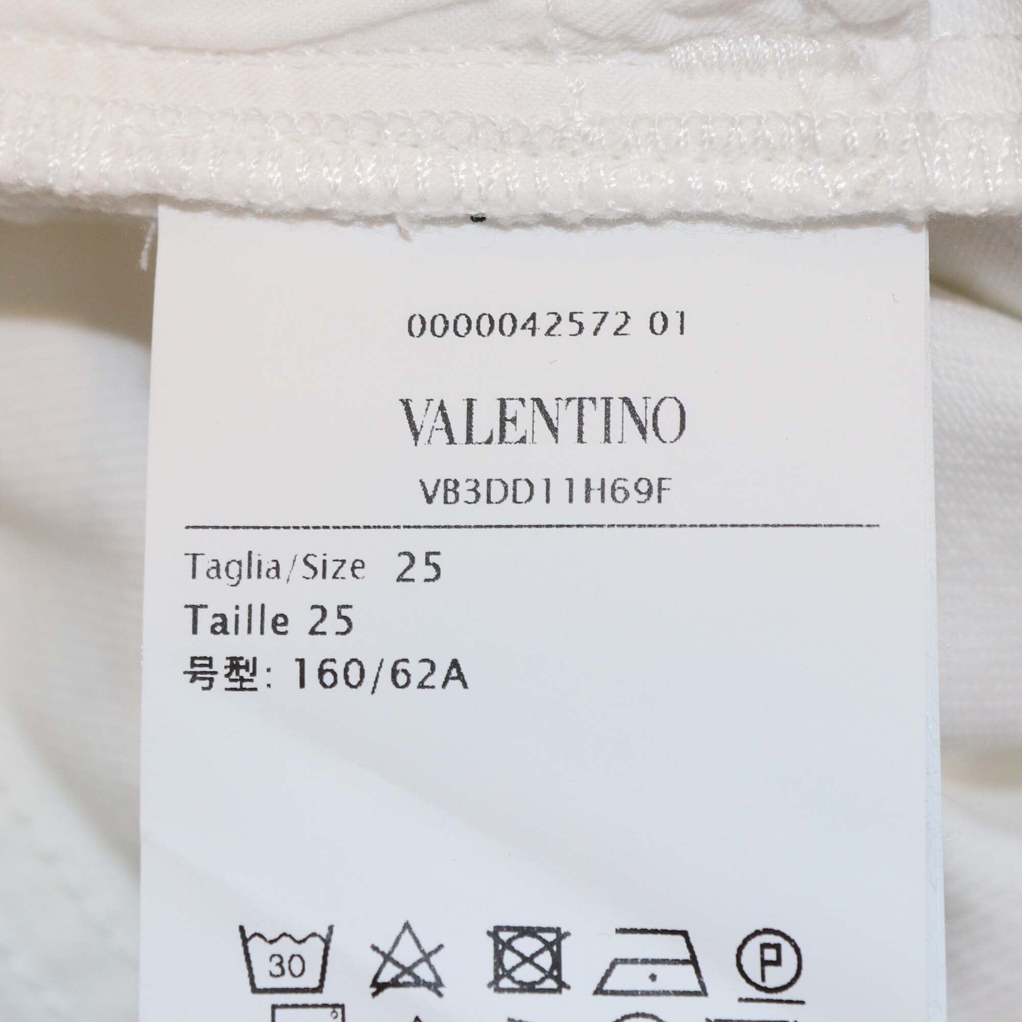 Valentino White V Pocket Logo Wide Leg Denim Pants Womens Valentino