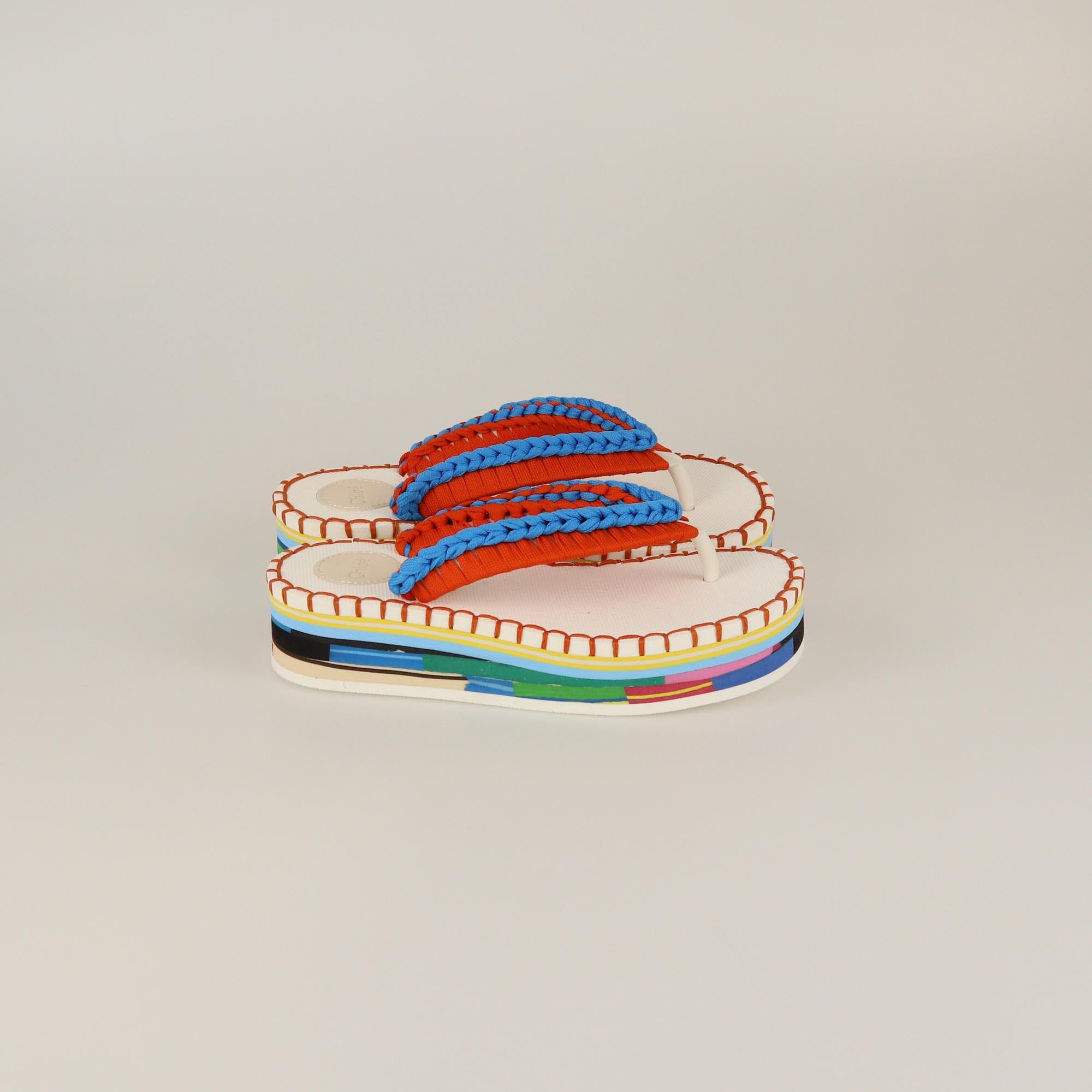 Chloe Multicolor Lou Crochet Thong Flat Sandals Womens Chloe