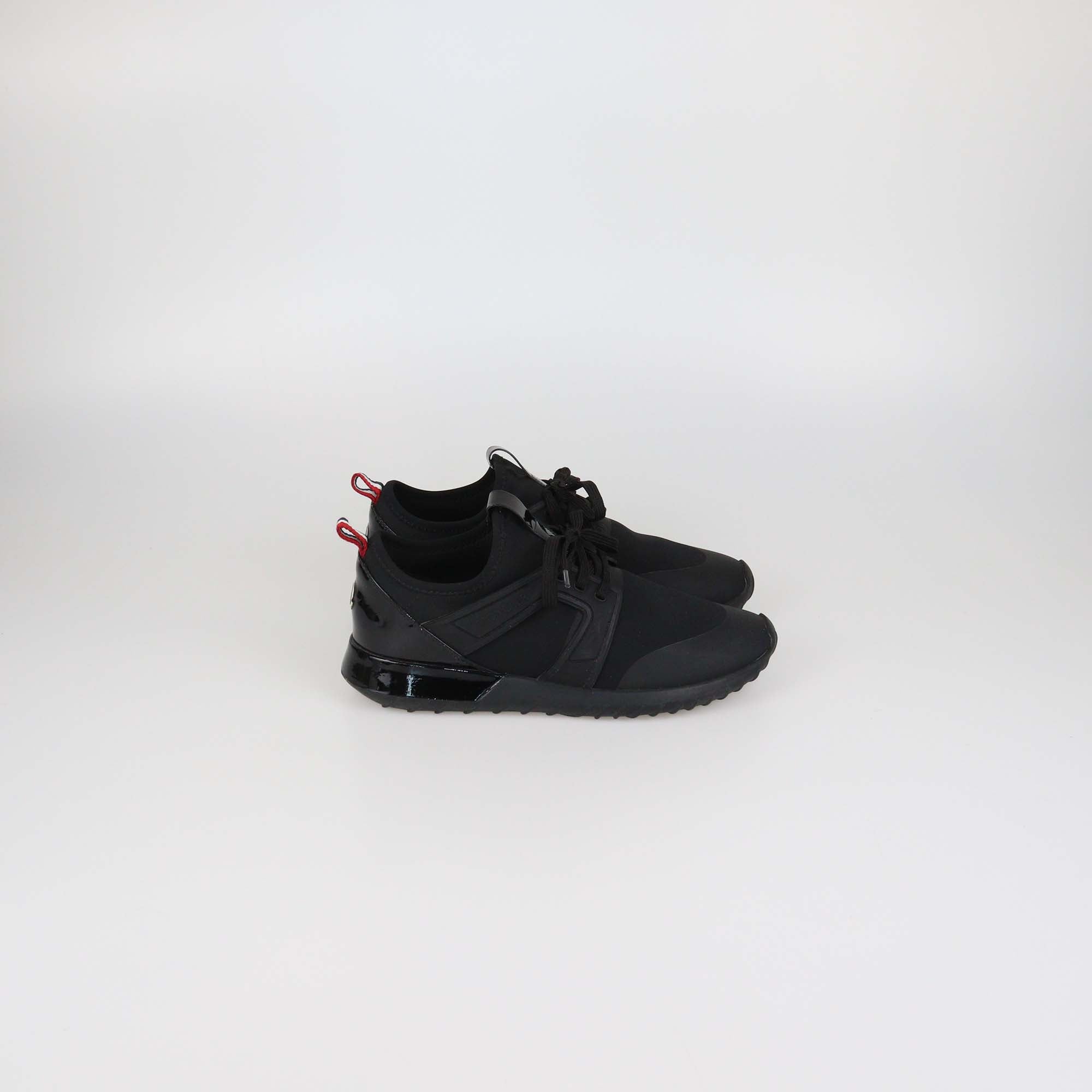 Moncler Black Neoprene & Patent Leather Emilia Low Top Sneakers