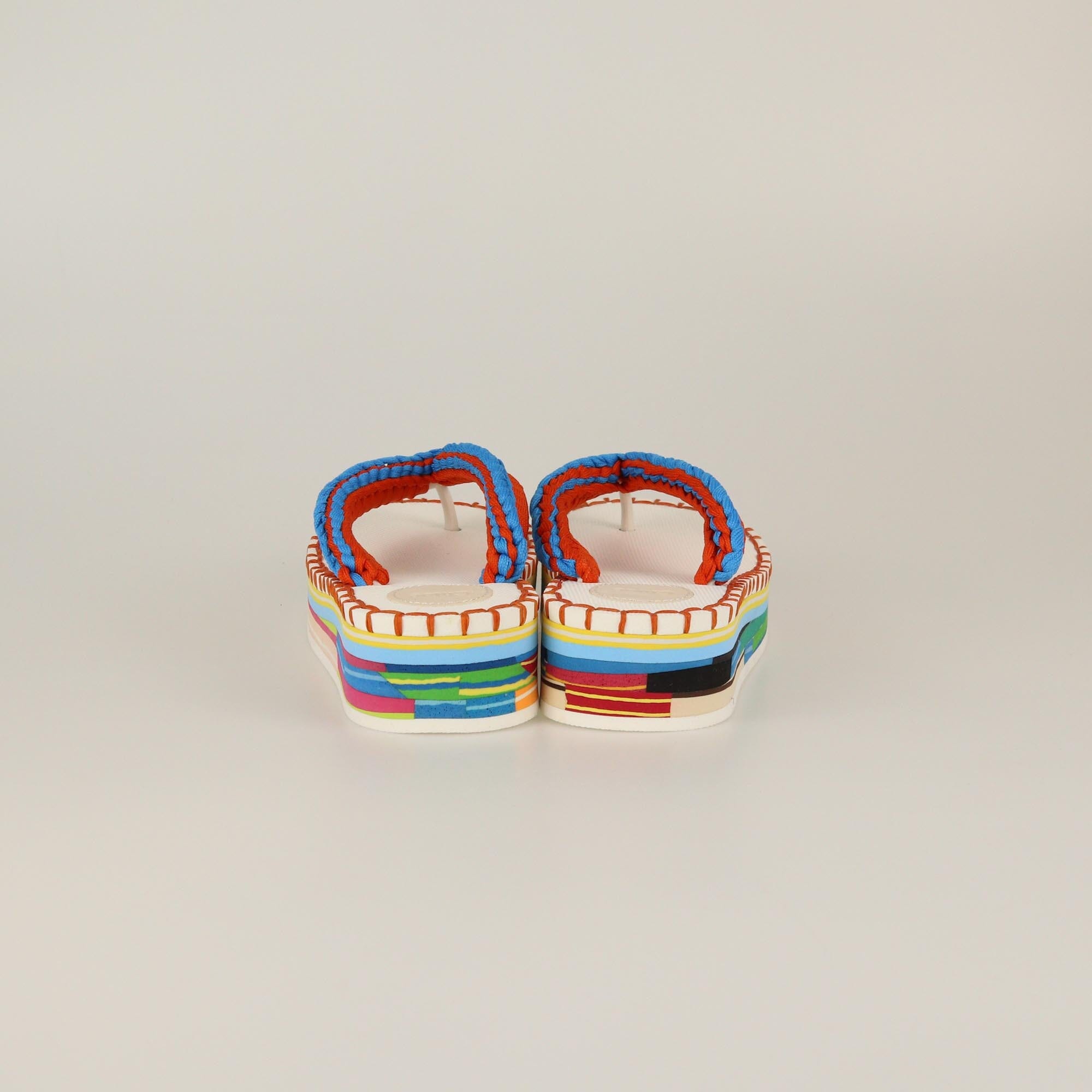 Chloe Multicolor Lou Crochet Thong Flat Sandals Womens Chloe