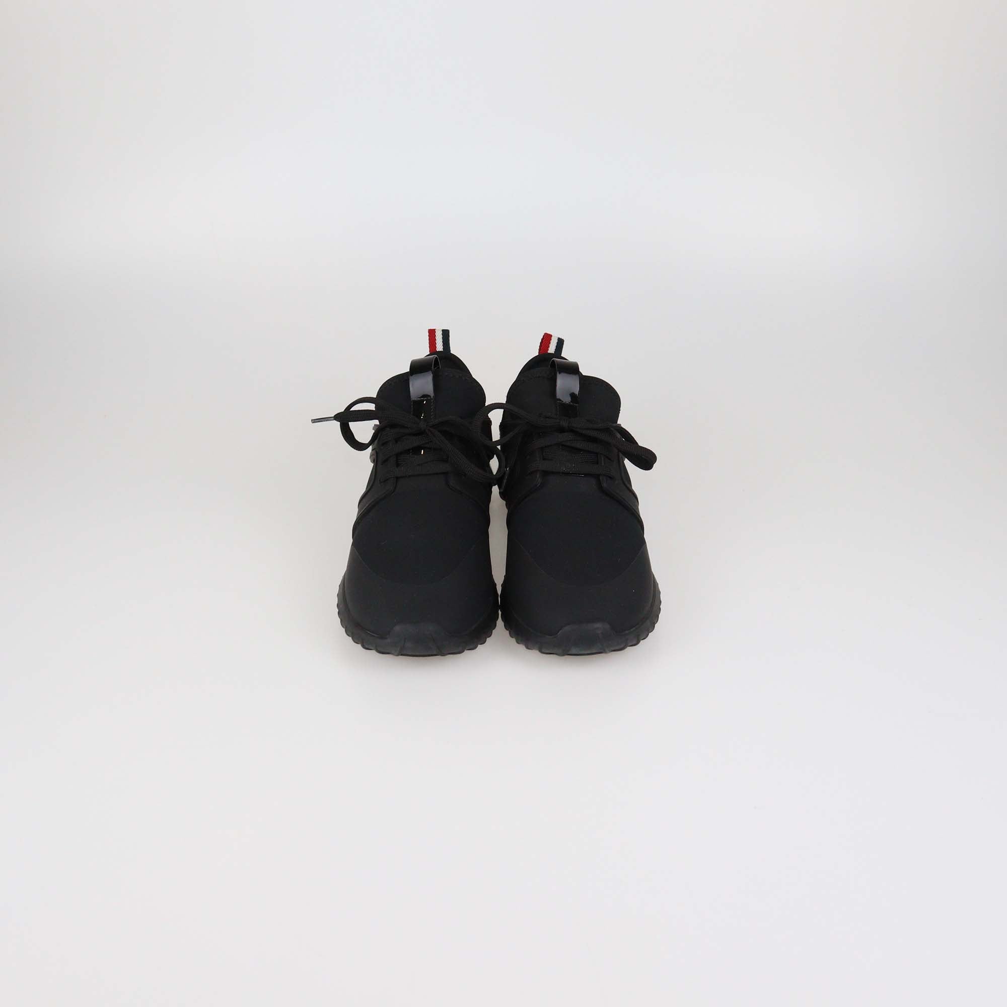 Moncler Black Neoprene & Patent Leather Emilia Low Top Sneakers