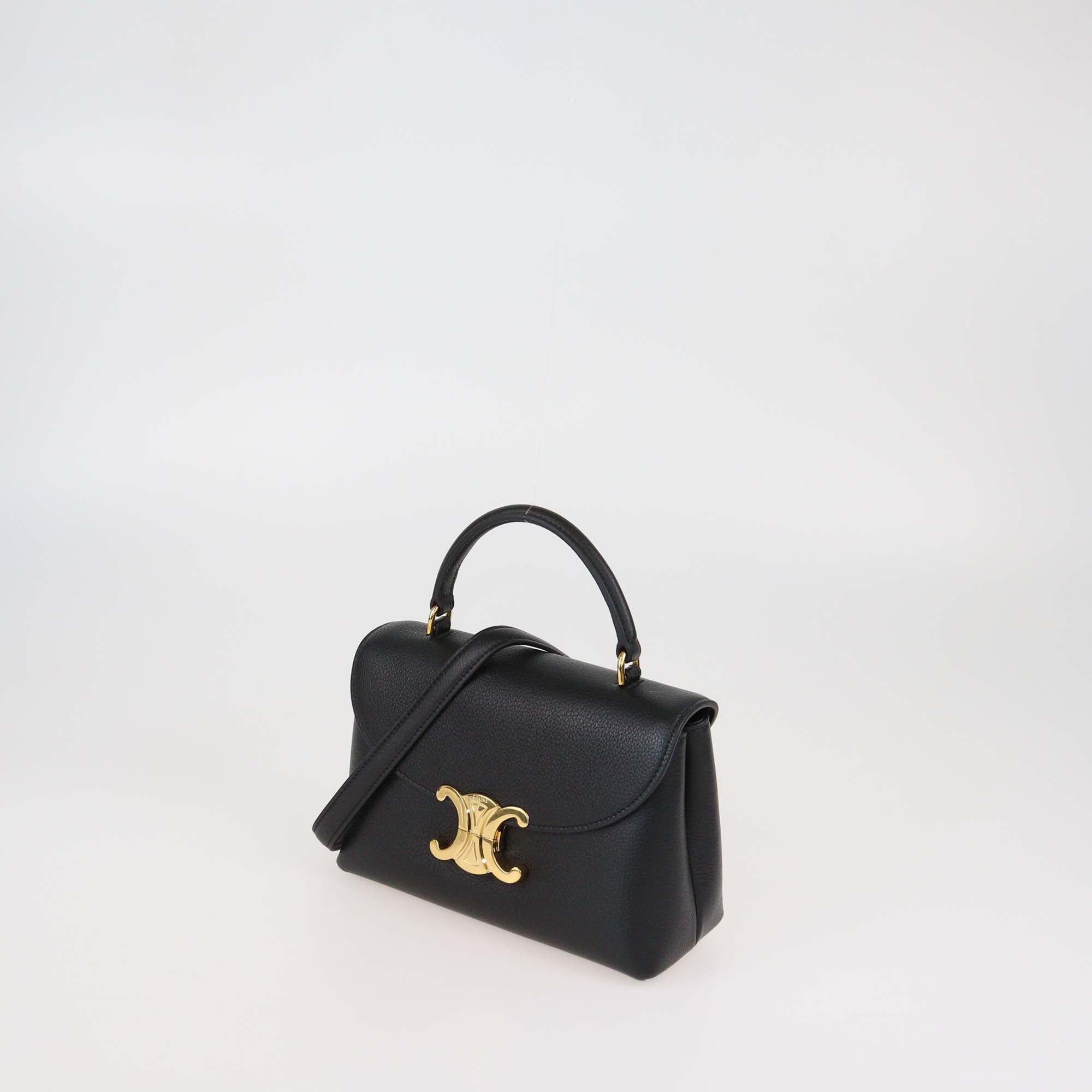 Celine Black Leather Teen Nino Top Handle Bag