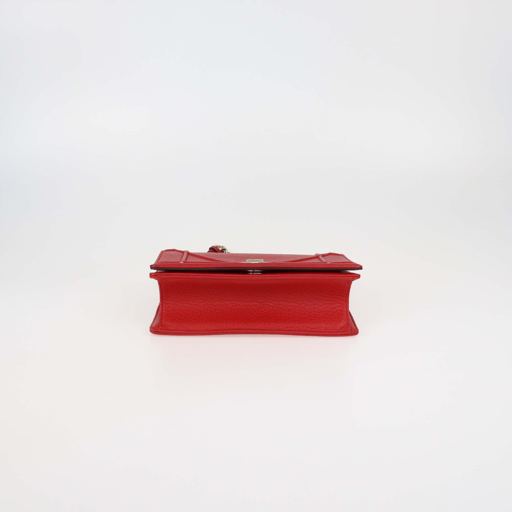 Christian Dior Red Leather Small Diorama Flap Bag