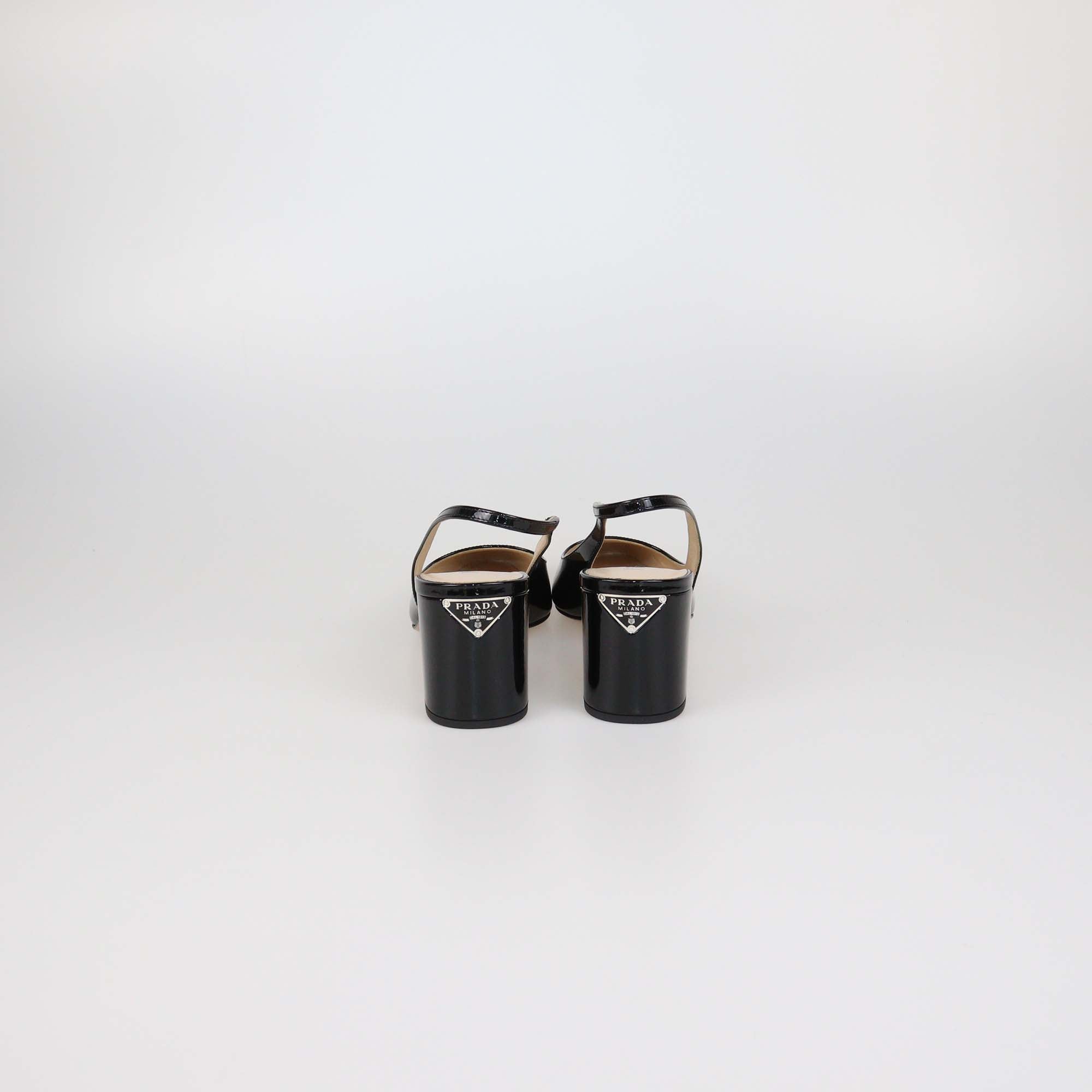 Prada Black Patent Leather Slingback Pumps