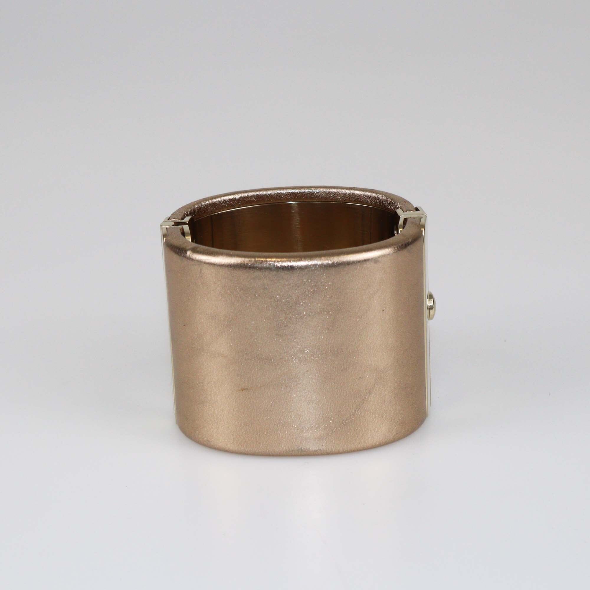 Chanel Rose Gold CC Wide Cuff Bangle Bracelet Womens Chanel