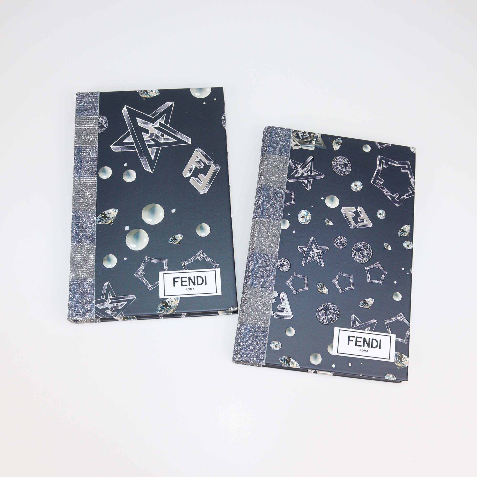 Fendi Midnight Blue and Silver Geometric Notebooks