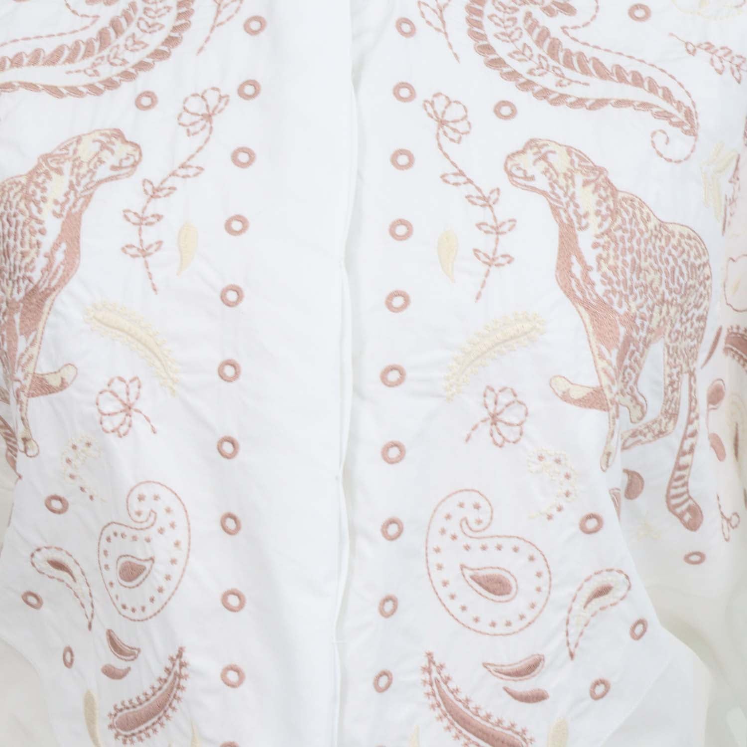 Hermes Blanc Cotton Clou de Selle Embroidered Beach Shirt