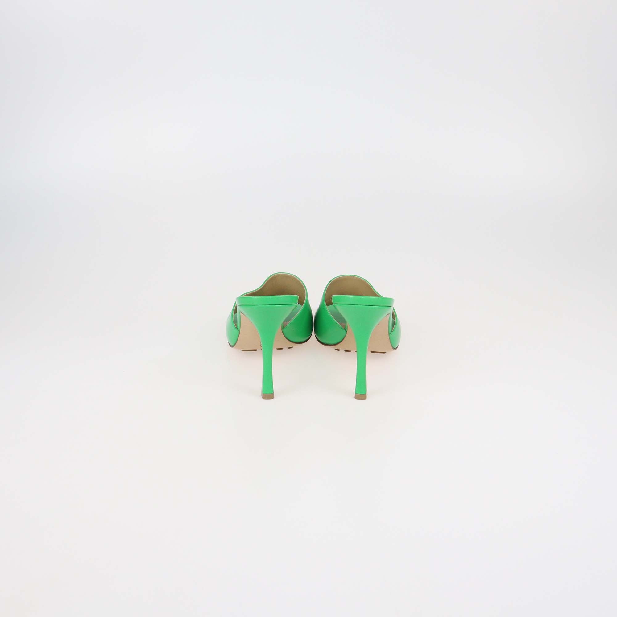 Bottega Veneta Green Leather Stretch Mules