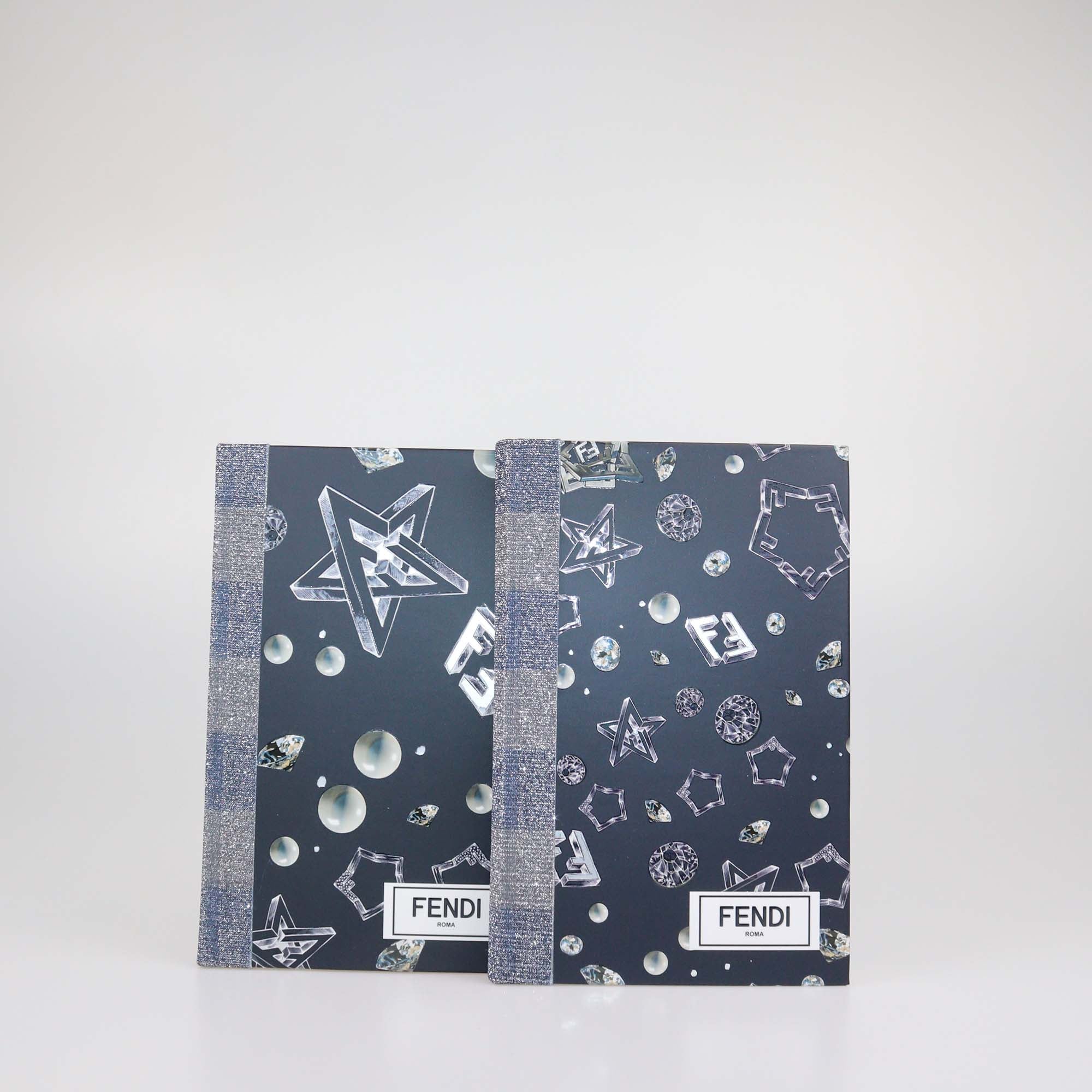 Fendi Midnight Blue and Silver Geometric Notebooks