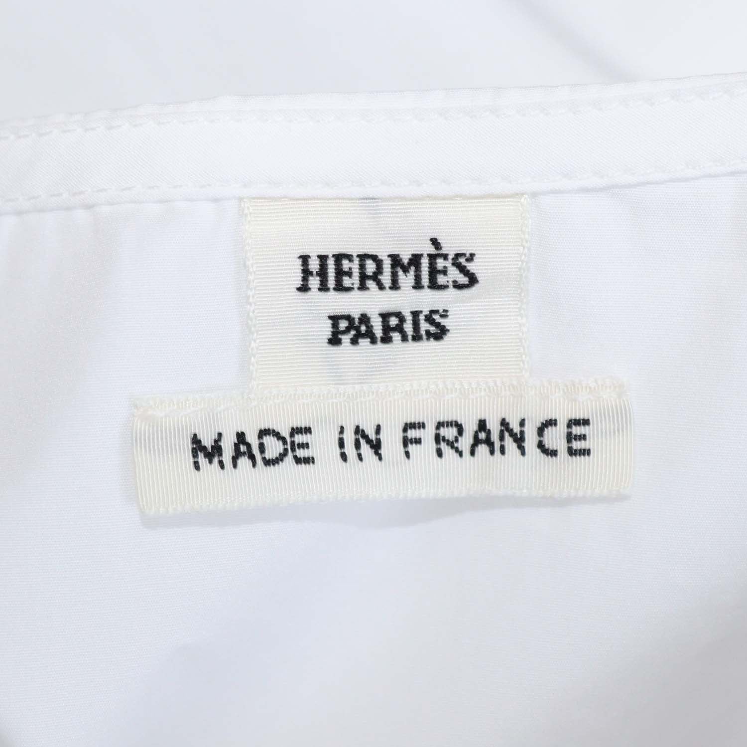 Hermes Blanc Cotton Clou de Selle Embroidered Beach Shirt