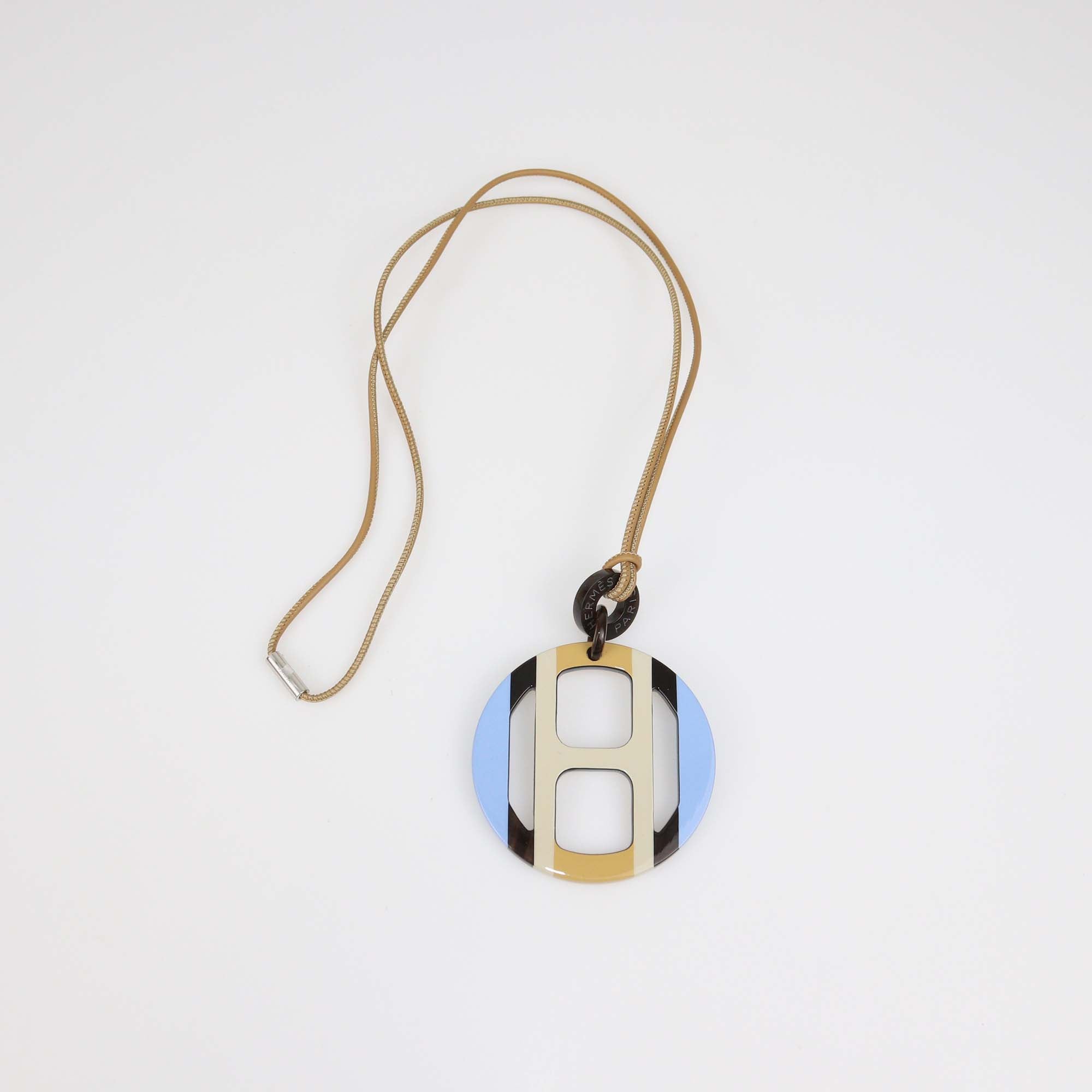 Hermes Multicolor Lacquered Hord H Equipe Pendant Necklace