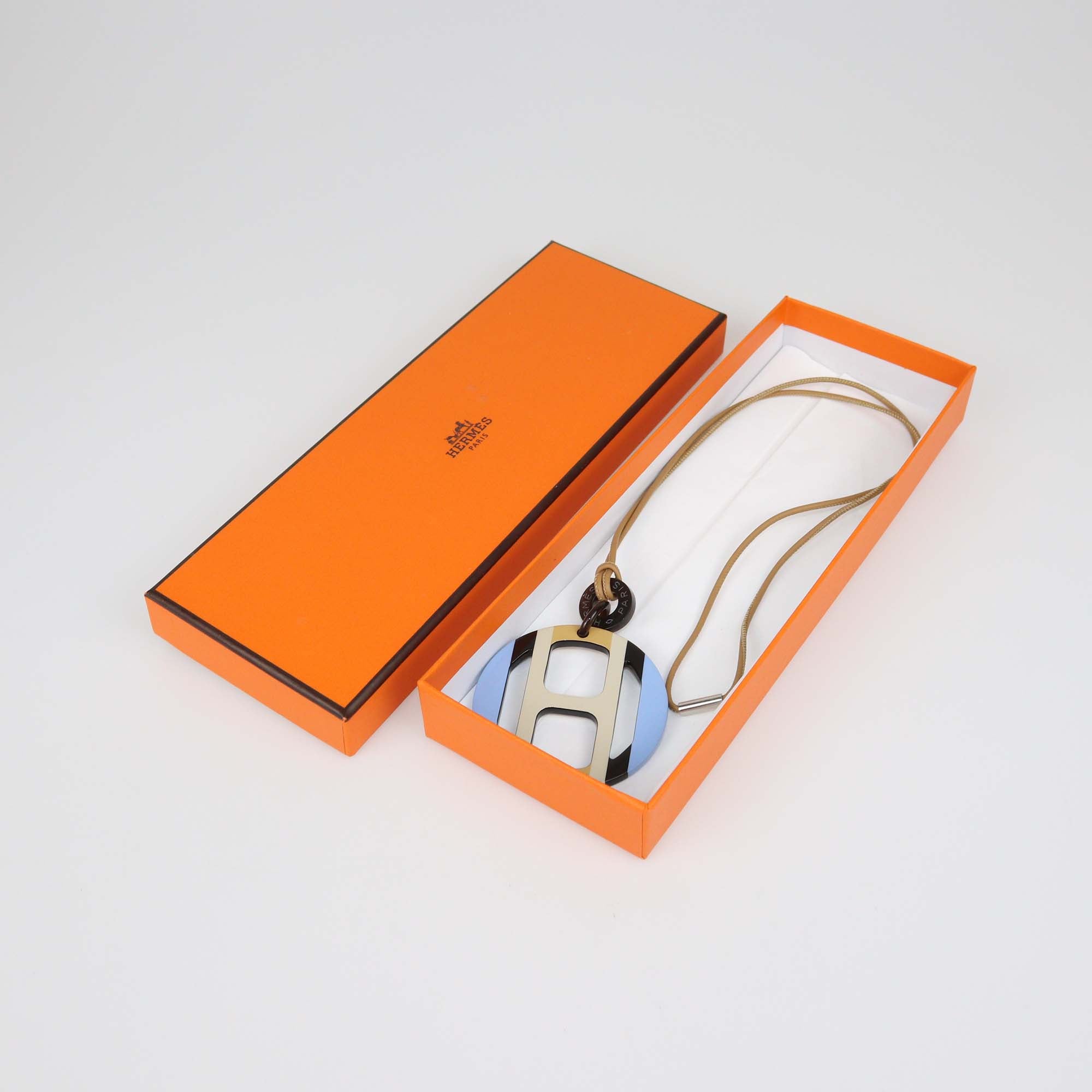 Hermes Multicolor Lacquered Hord H Equipe Pendant Necklace
