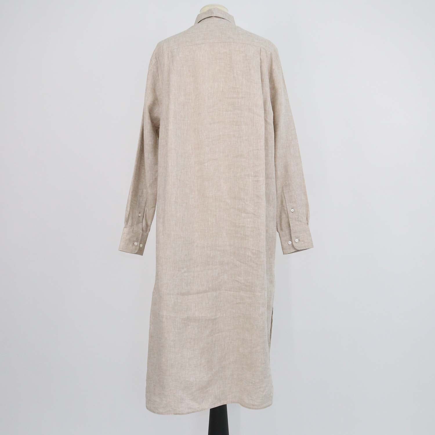 Loro Piana Beige Linen Lora Long Sleeve Shirt Dress