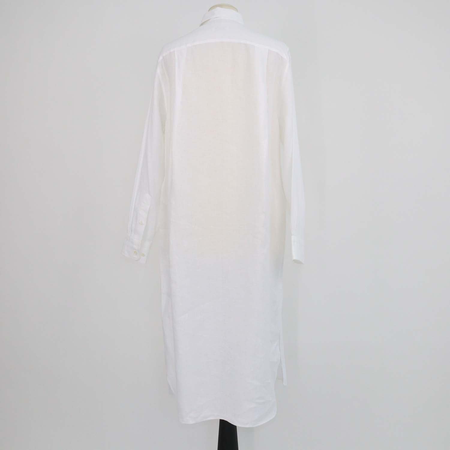 Loro Piana White Linen Lora Long Sleeve Shirt Dress